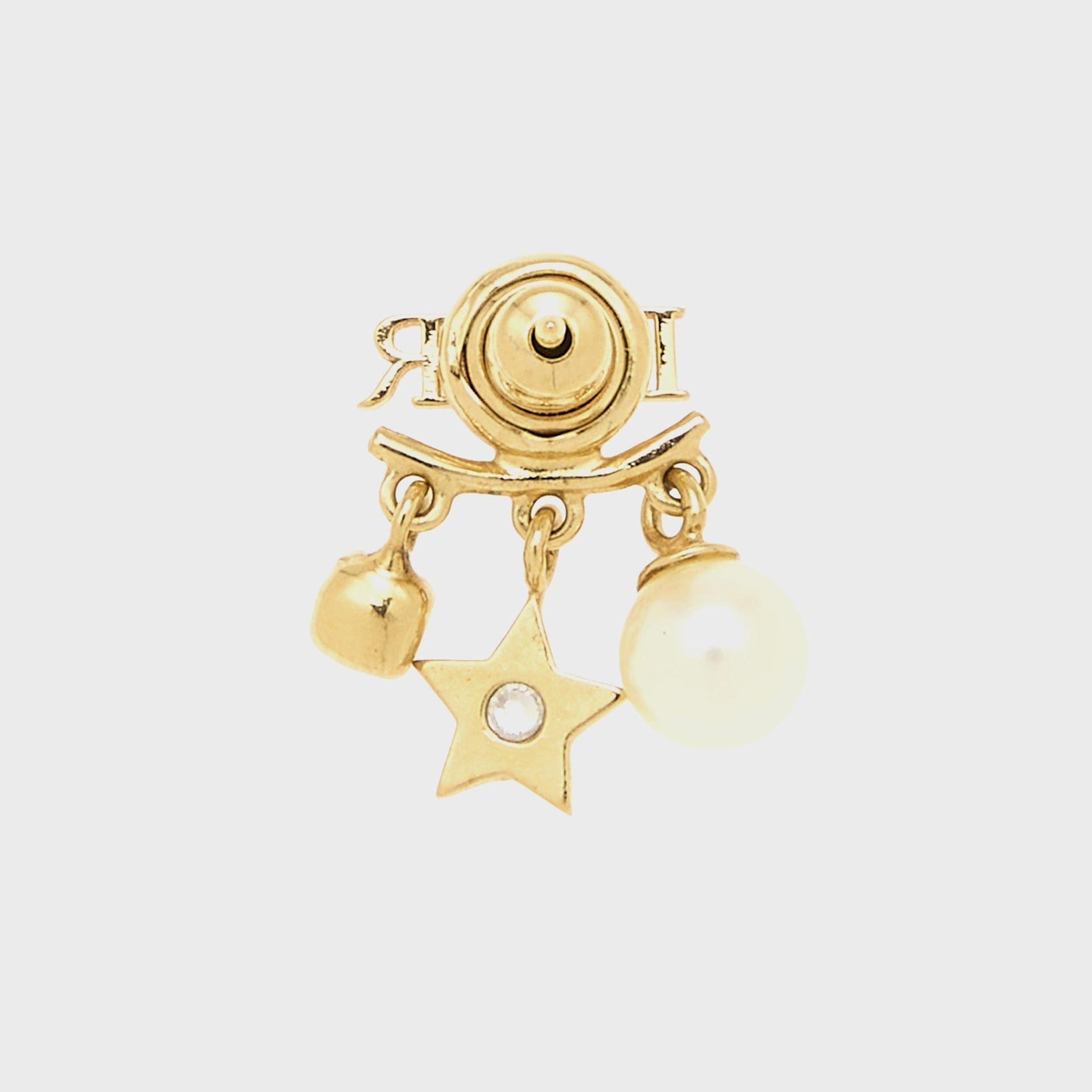 WGACA Dior Silver Crystal Logo Necklace - Silver