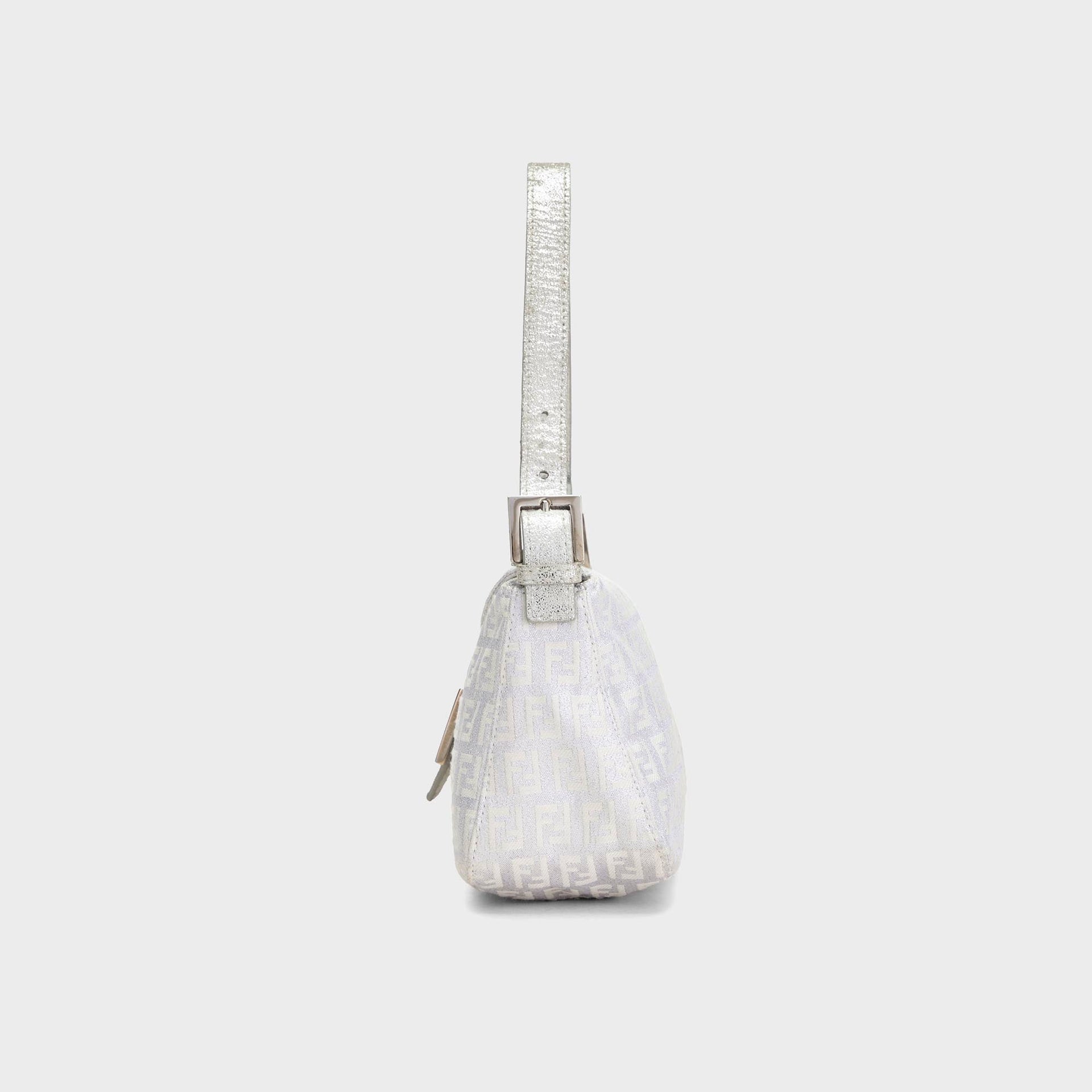 WGACA Fendi Zucchino Canvas Forever Baguette Bag - Silver