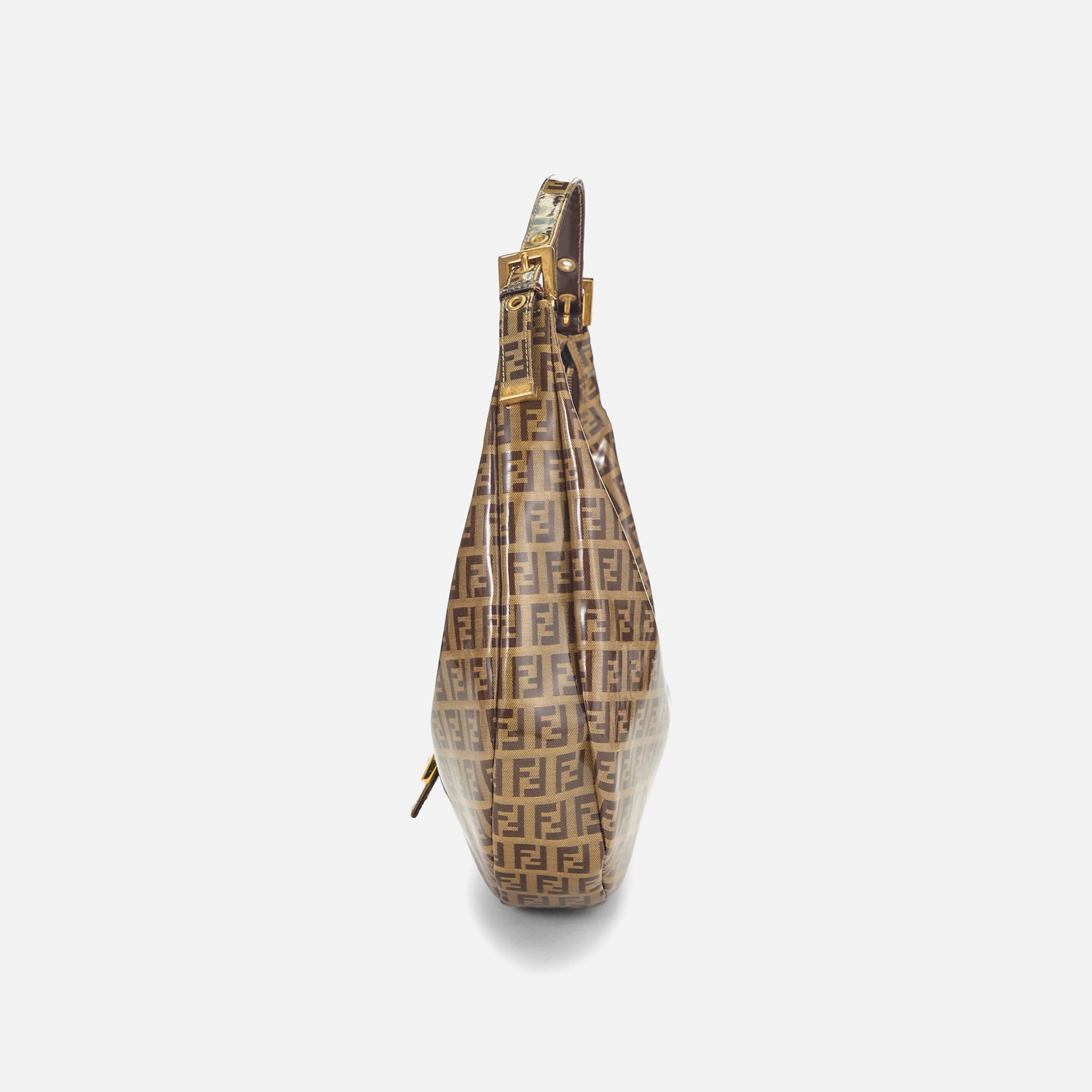 WGACA Fendi Brown Vinyl Crescent Moon Hobo Small - Brown