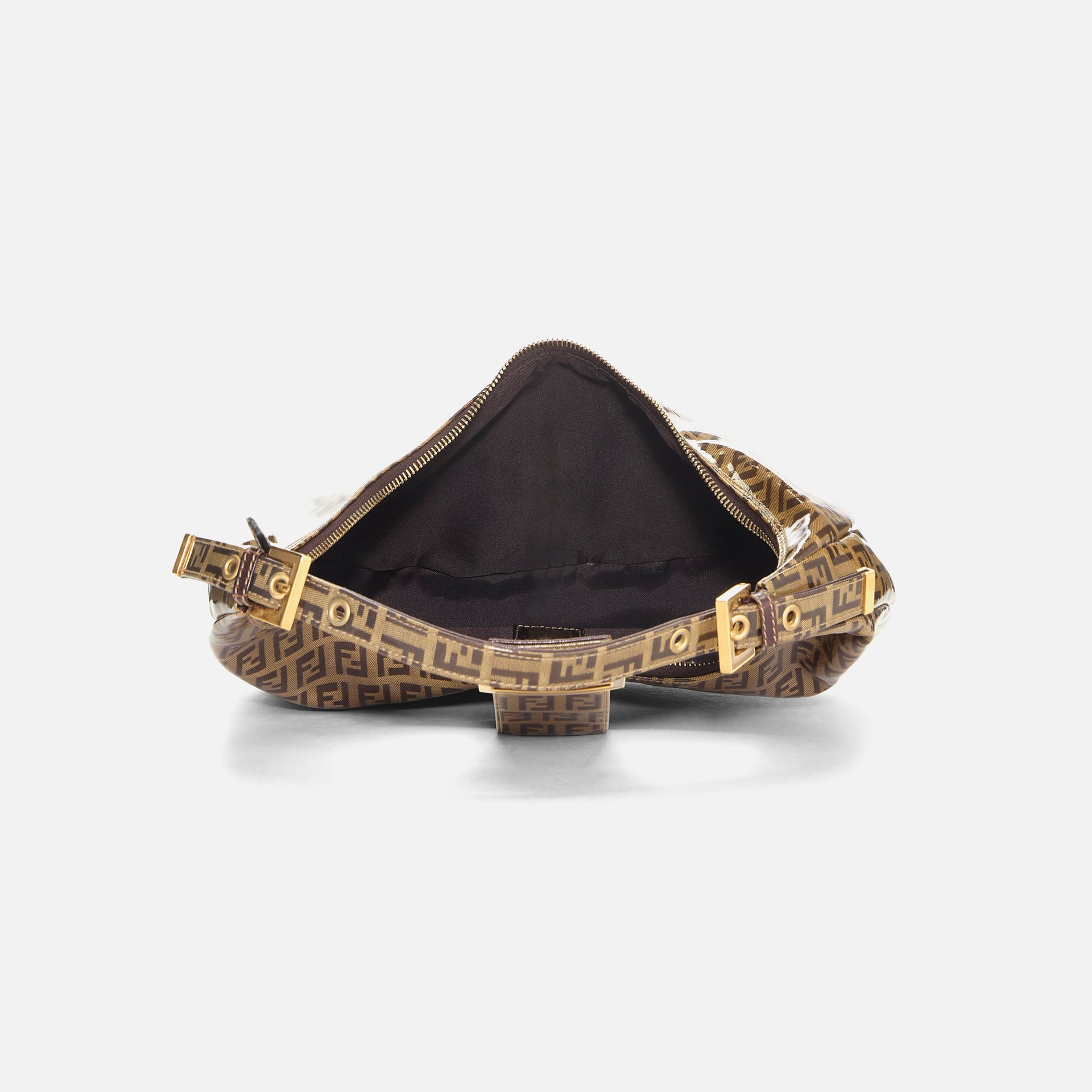 WGACA Fendi Brown Vinyl Crescent Moon Hobo Small - Brown