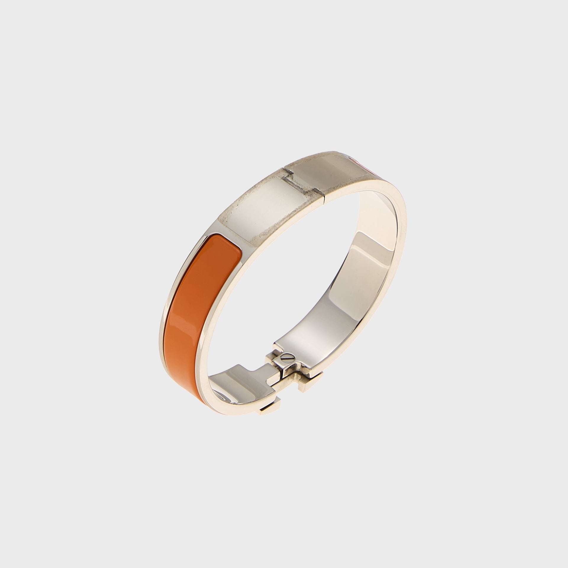 WGACA Hermes Clic Clac Narrow Bracelet - Orange / Silver