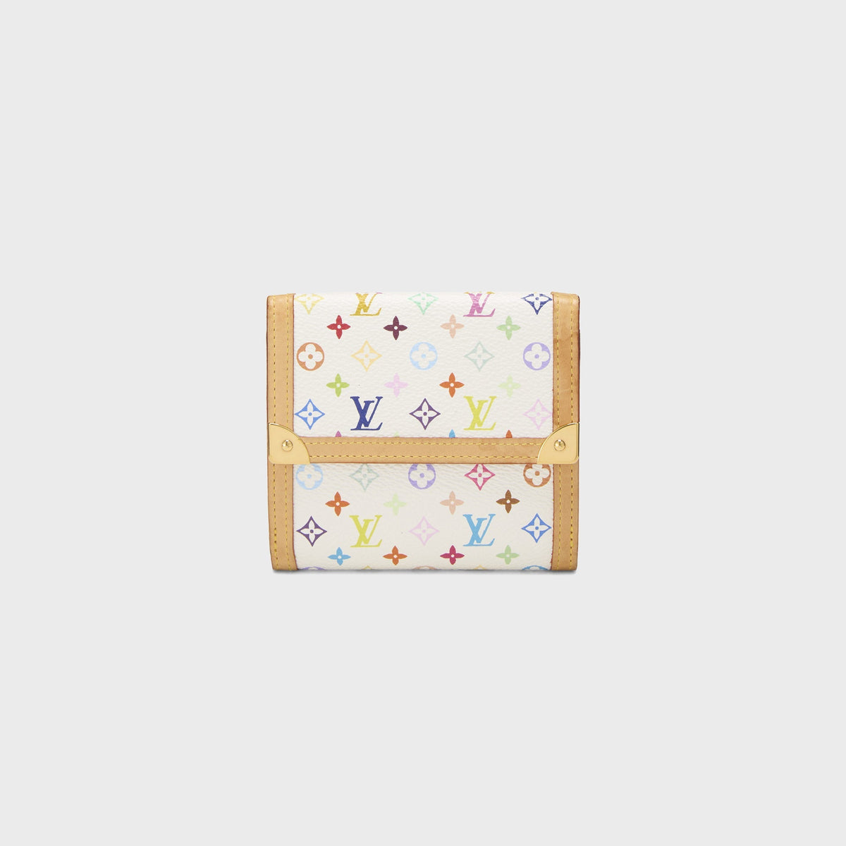 WGACA Louis Vuitton Monogram Multicolor Porte-Monnaie Flat Wallet - White / Multi
