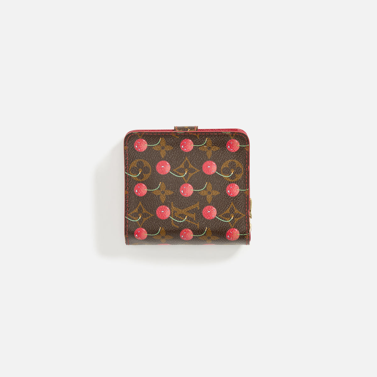 WGACA Louis Vuitton x Takashi Murakami Cherry Zippy Compact Wallet - Brown