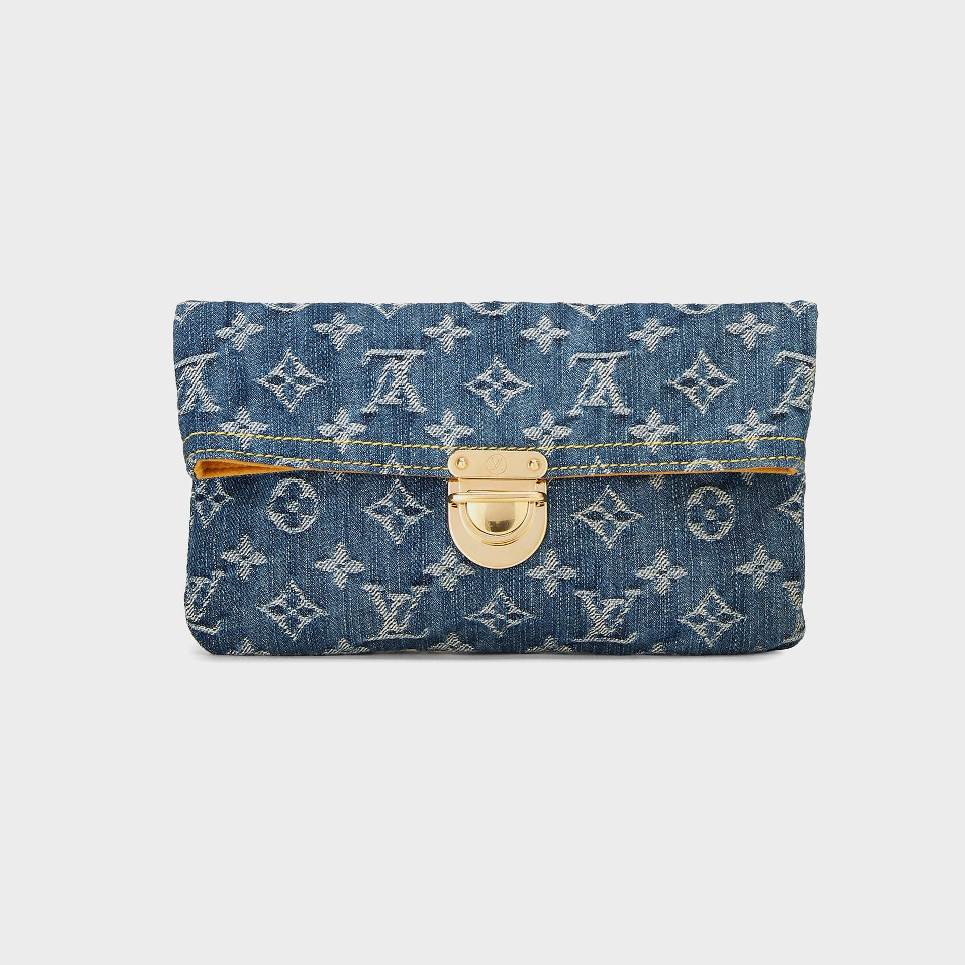 WGACA Louis Vuitton Denim Pochette Plate Clutch in Blue