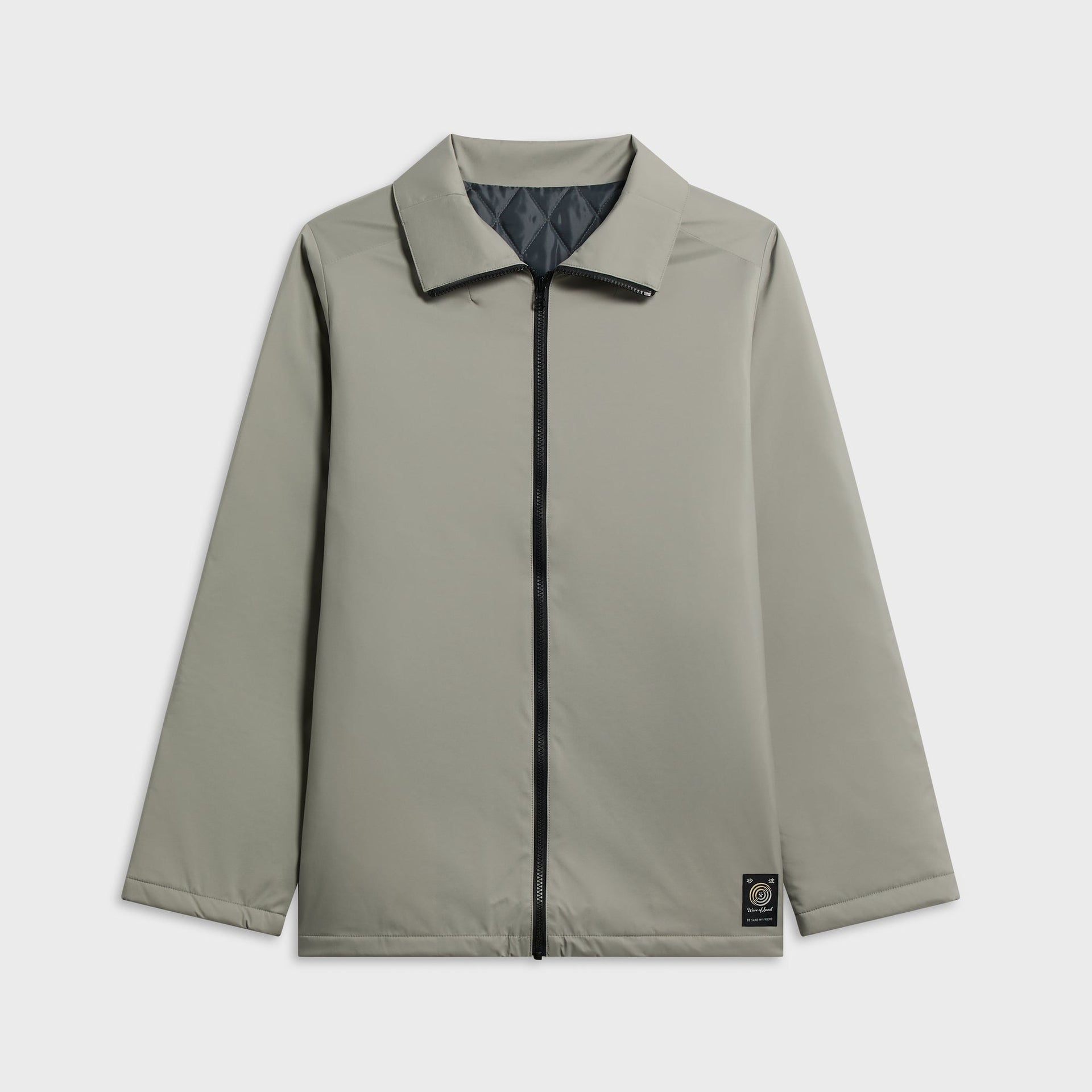 Wave of Sand Three Layer High Neck Jacket - Light Gray