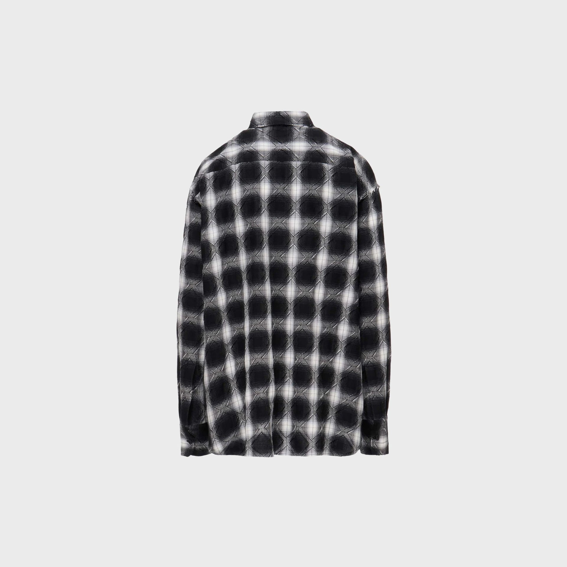 Junya Watanabe MAN Plaid Jacquard Stand Collar Shirt - White / Black