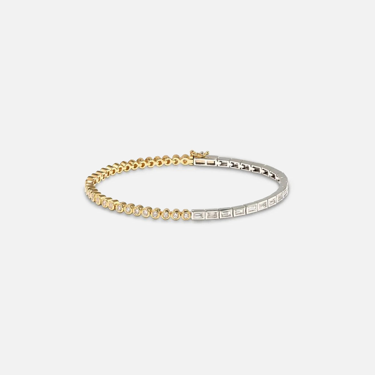 Yvonne Leon Baguette Riviere Bracelet - Yellow Gold / White