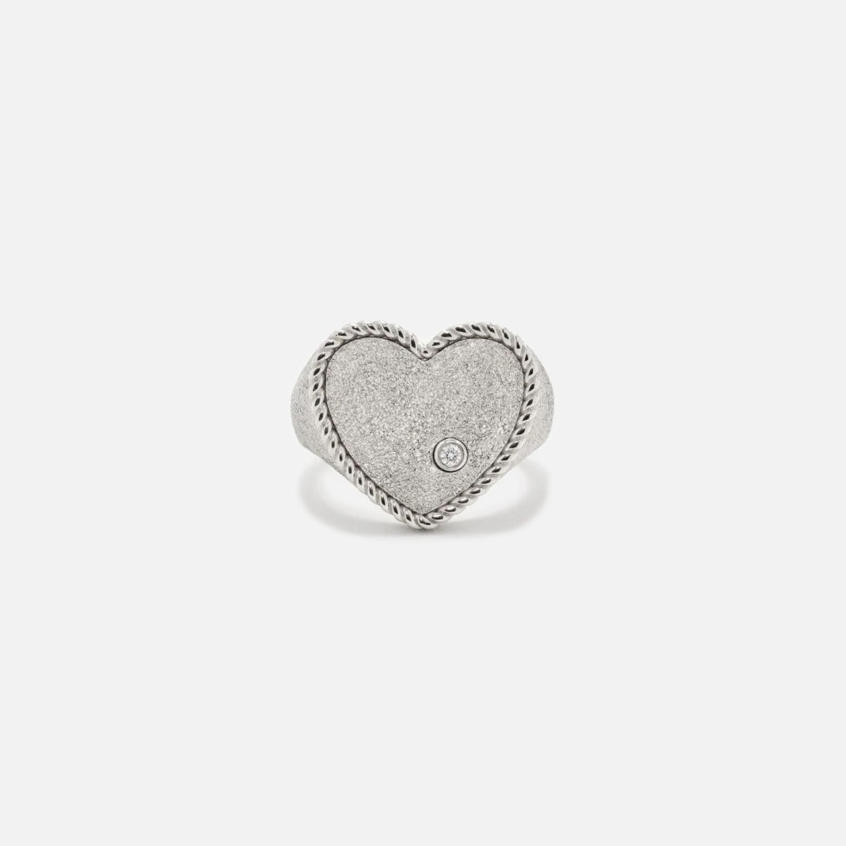 Yvonne Leon Chevaliere Coeur Pailletee OR Blanc - White Gold