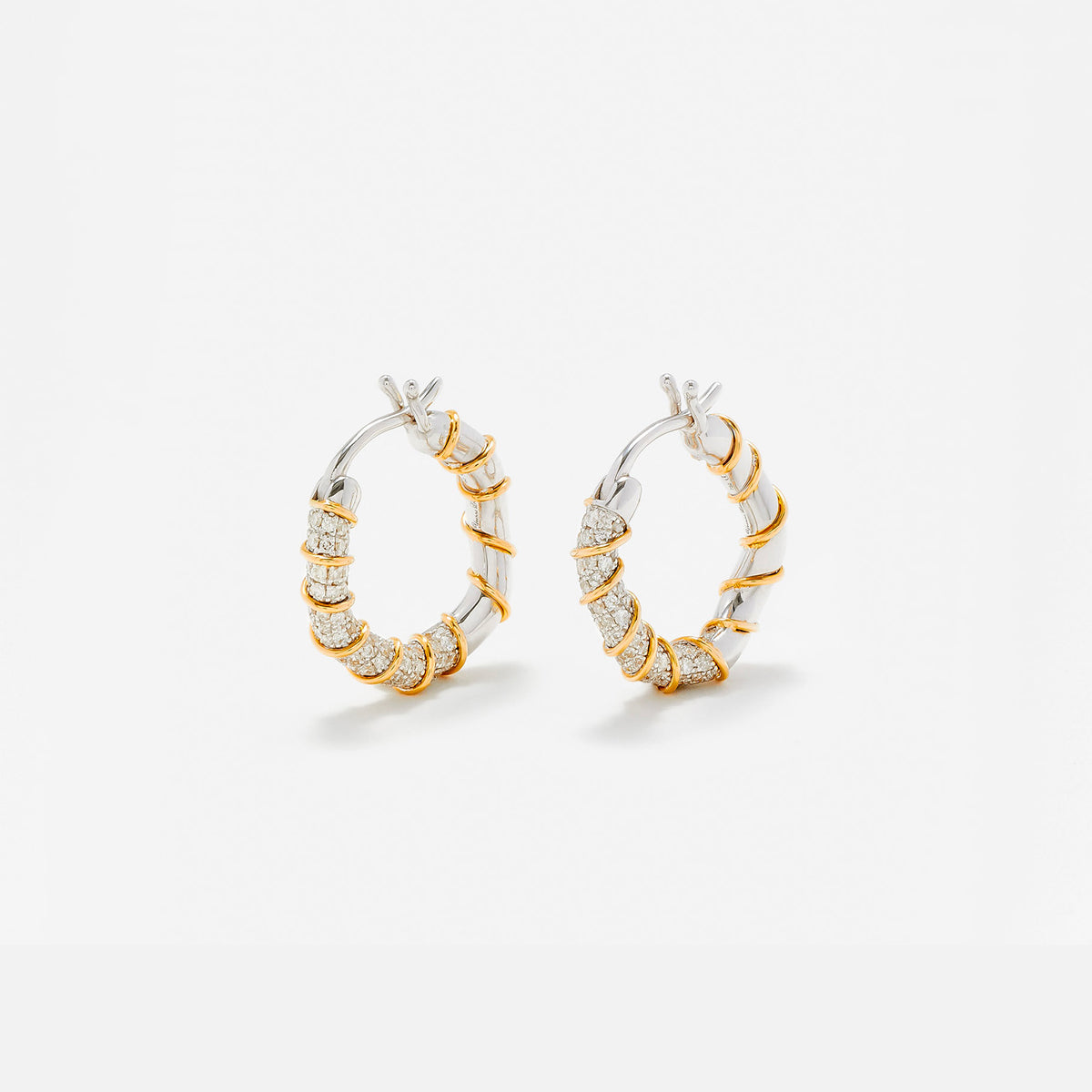 Yvonne Leon Mini Creole Twists Earrings - Gold / White