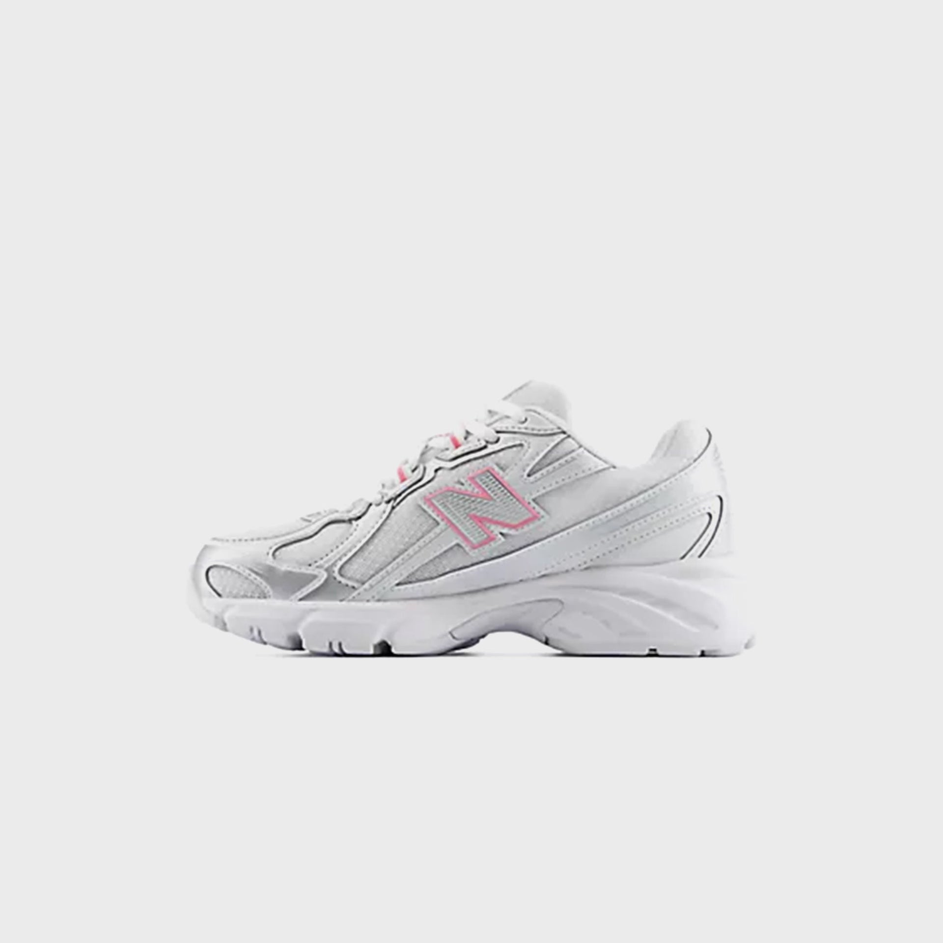 New Balance GS 740 Bungee Lace - Silver Metallic / Signal Pink