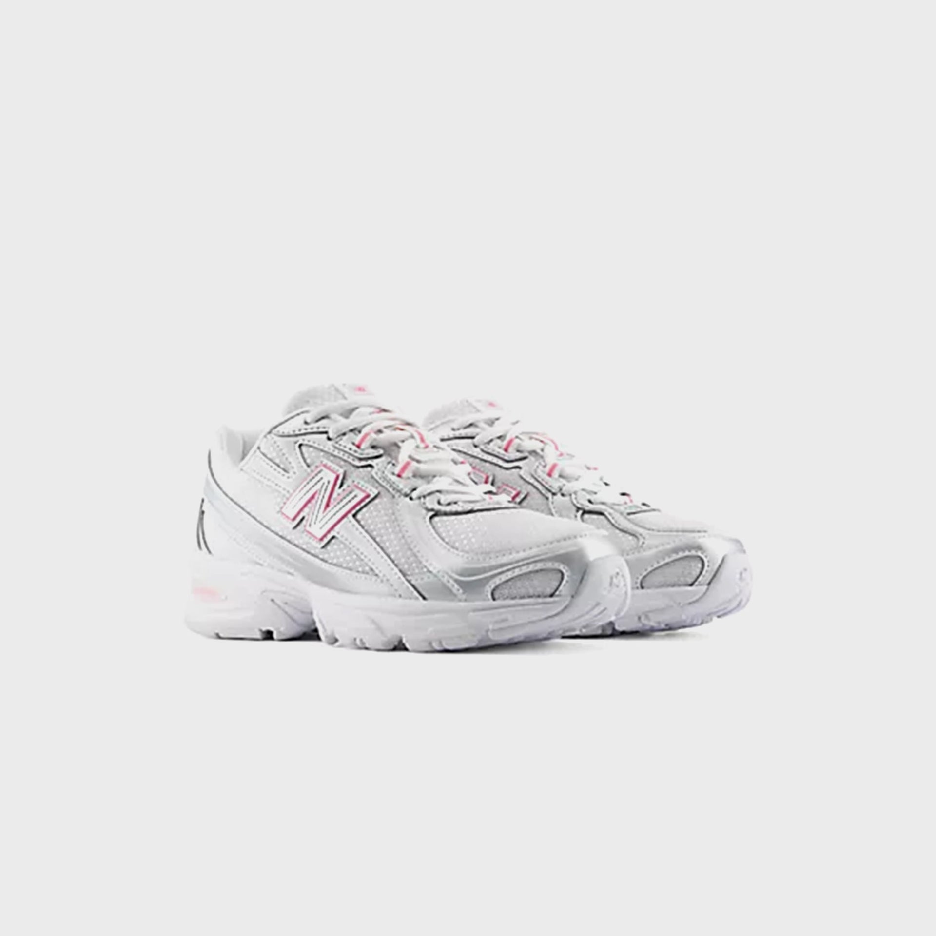 New Balance GS 740 Bungee Lace - Silver Metallic / Signal Pink