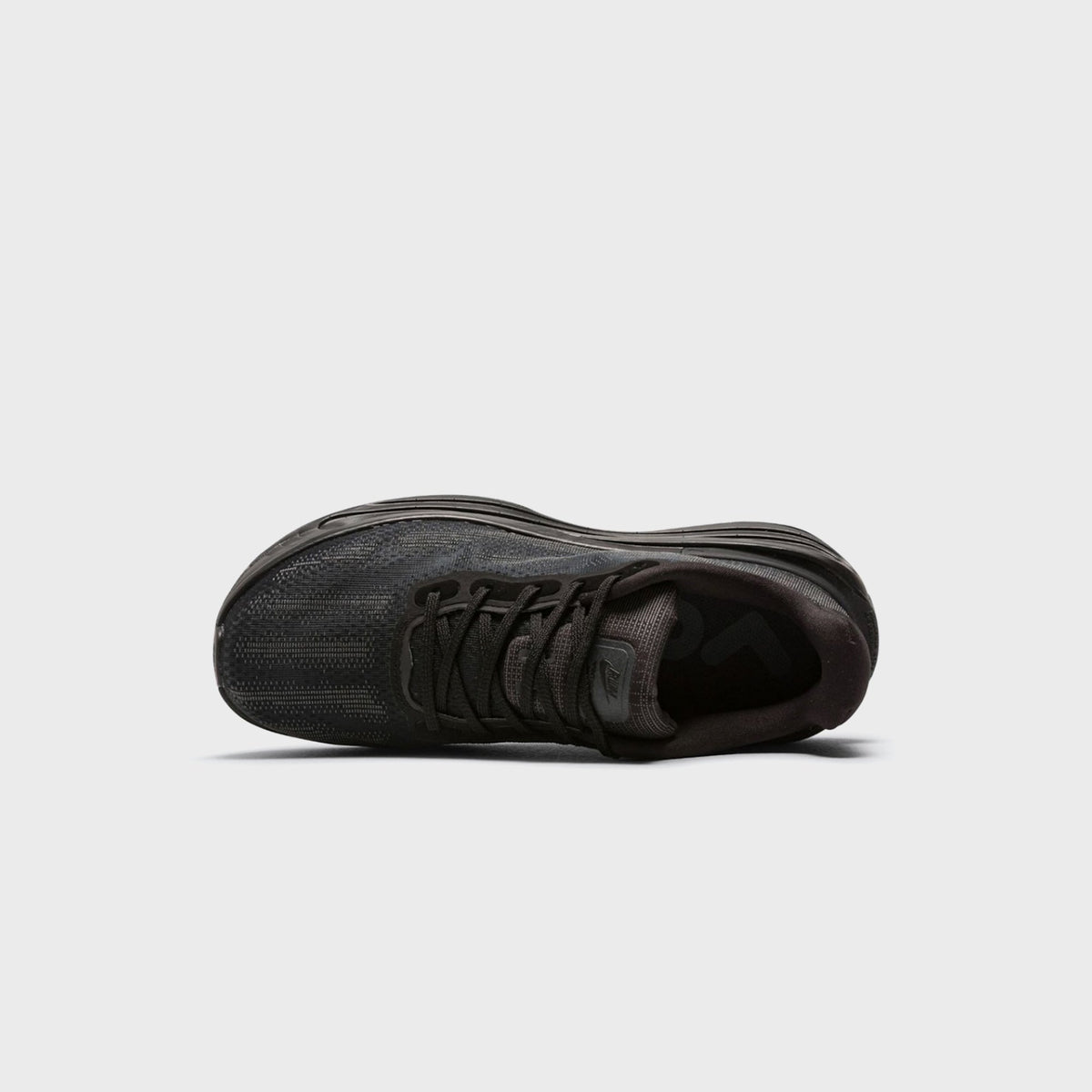 Nike Vomero Premium SP in Black / Iron Grey, top-down view of laces, tongue and knit upper