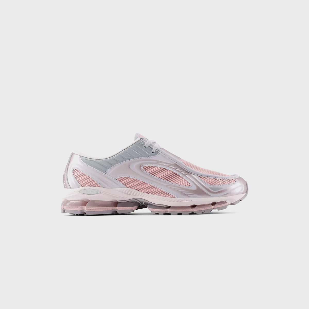 New Balance 1890A sneaker in Pink Granite / Pink Chalk, side profile with pink mesh and metallic silver-pink overlays