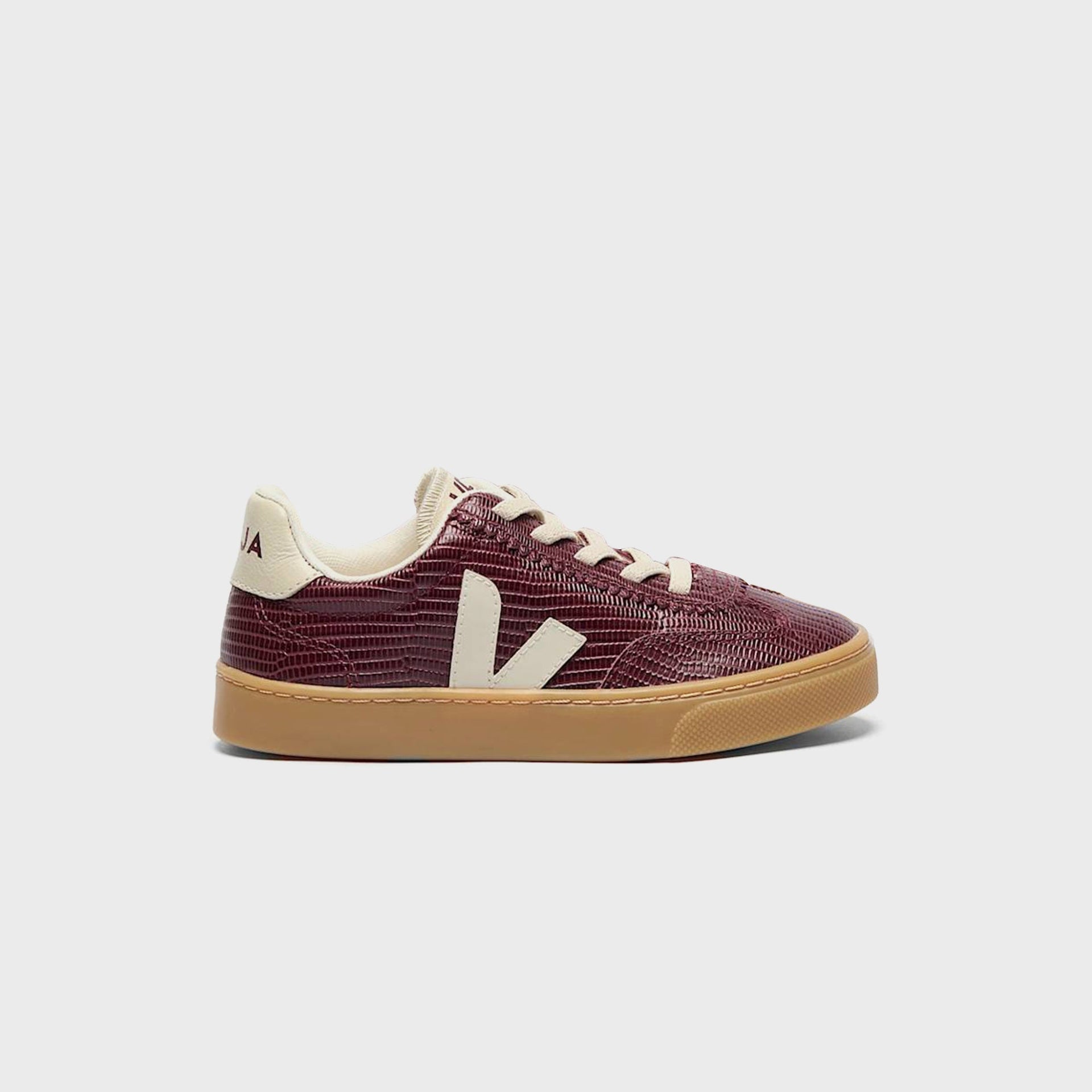 Veja Kids Volley Elastic Laces Leather - Amarante Pierre Natural
