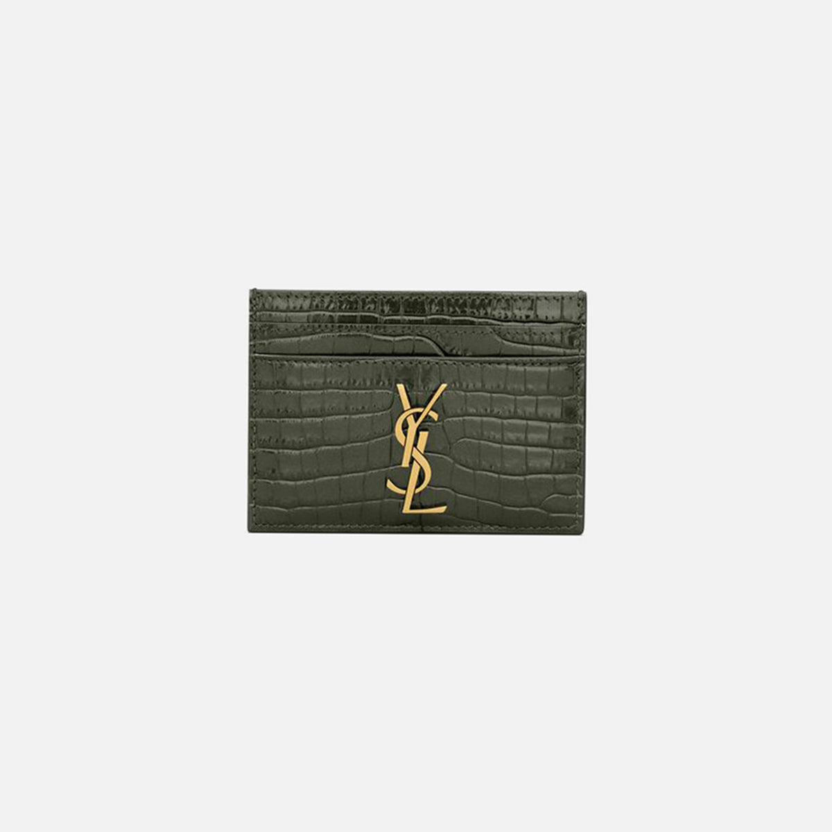 Saint Laurent YSL PCC 172Y Embossed Monogram Card Holder - Foliage Green