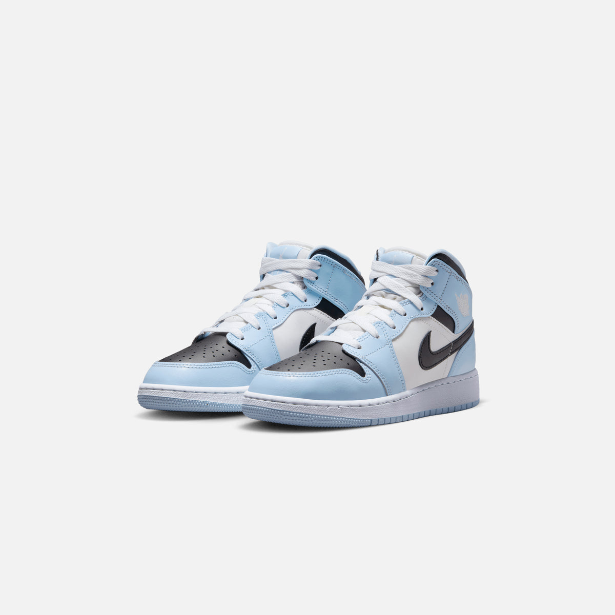 Nike Air Jordan Grade School 1 Mid - Ice Blue / Black / Sail / White