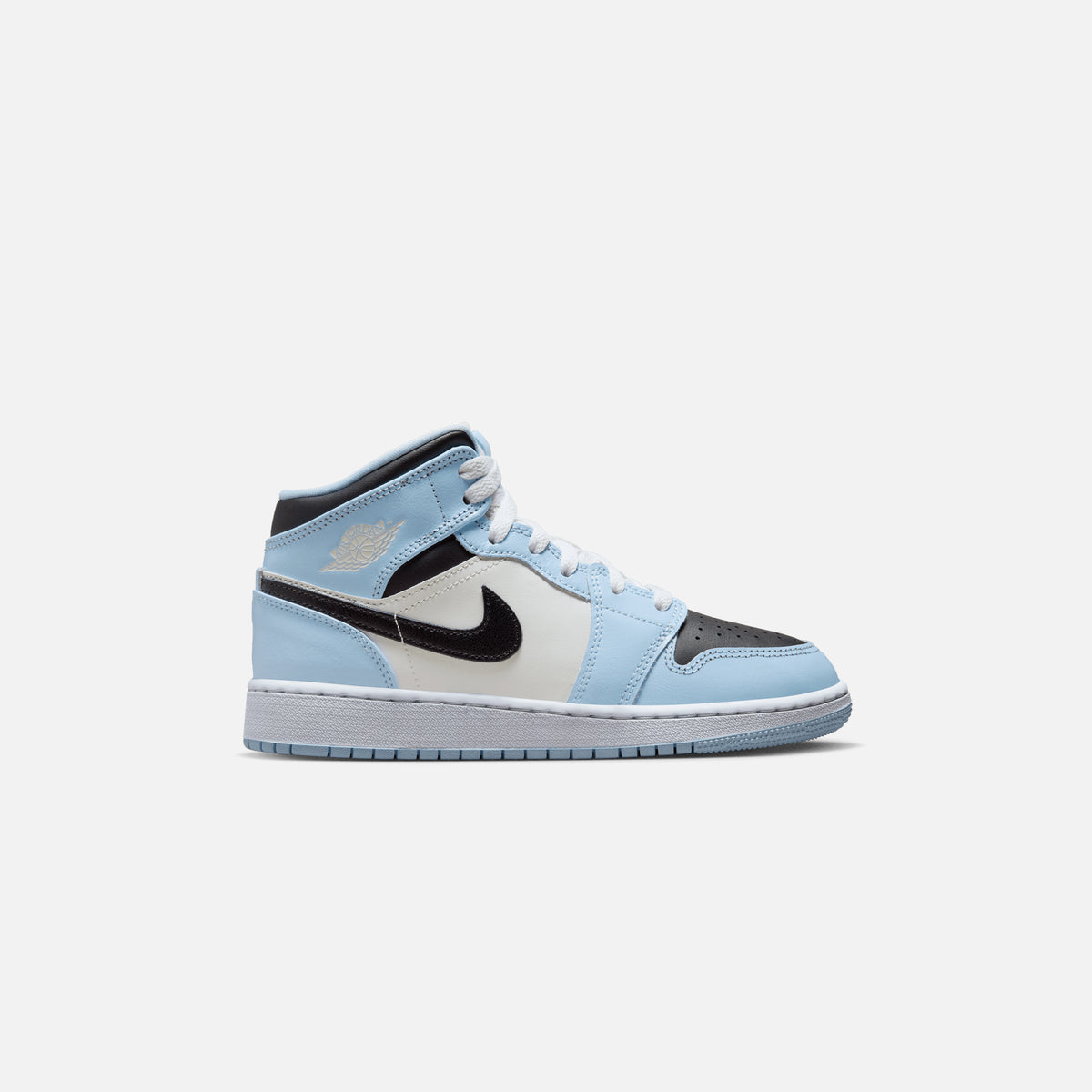 Nike Air Jordan Grade School 1 Mid - Ice Blue / Black / Sail / White