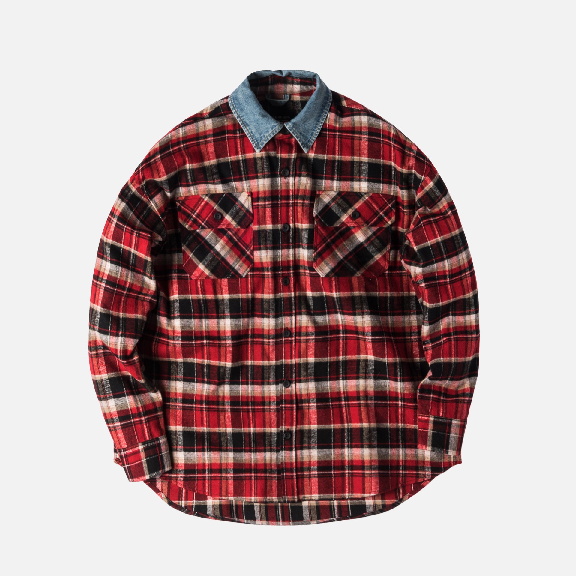Fear of God 5th Collection Denim Collared Flannel - Red / Plaid