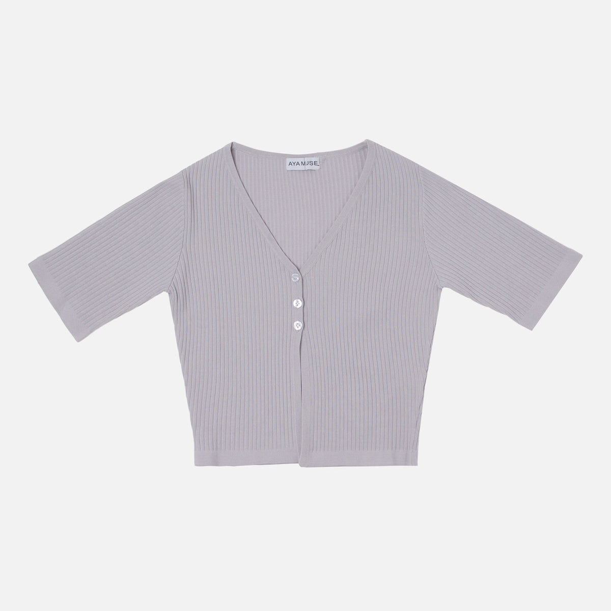 Aya Muse Elettra 3 Button Ribbed Cardigan - Grey