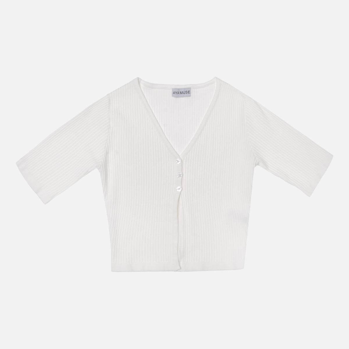 Aya Muse Elettra 3 Button Ribbed Cardigan - White