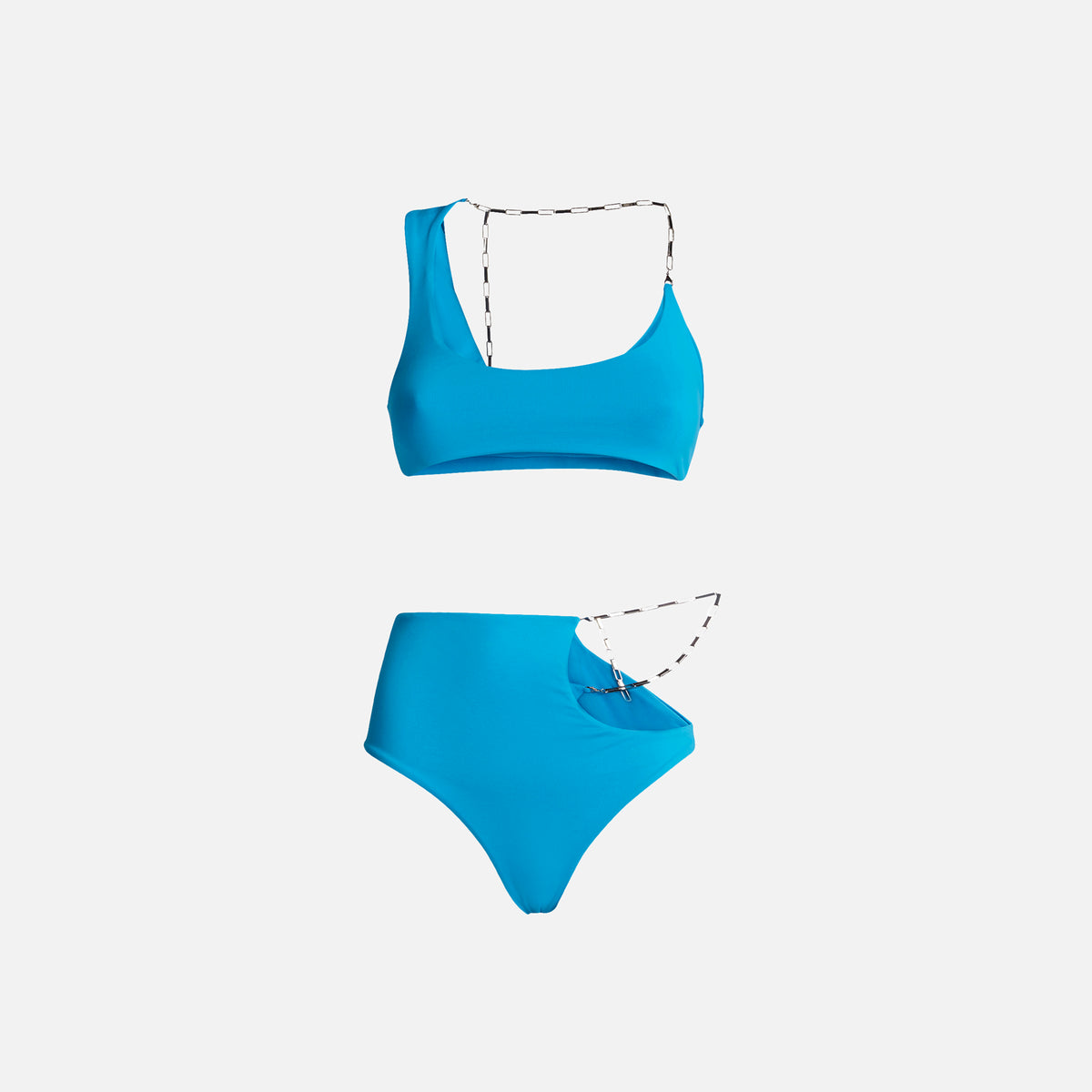 The Attico Matt Lycra Bikini with Chains - Turquoise