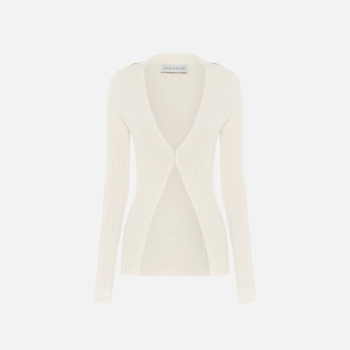 Aya Muse Olbia Collared Knit Top - White