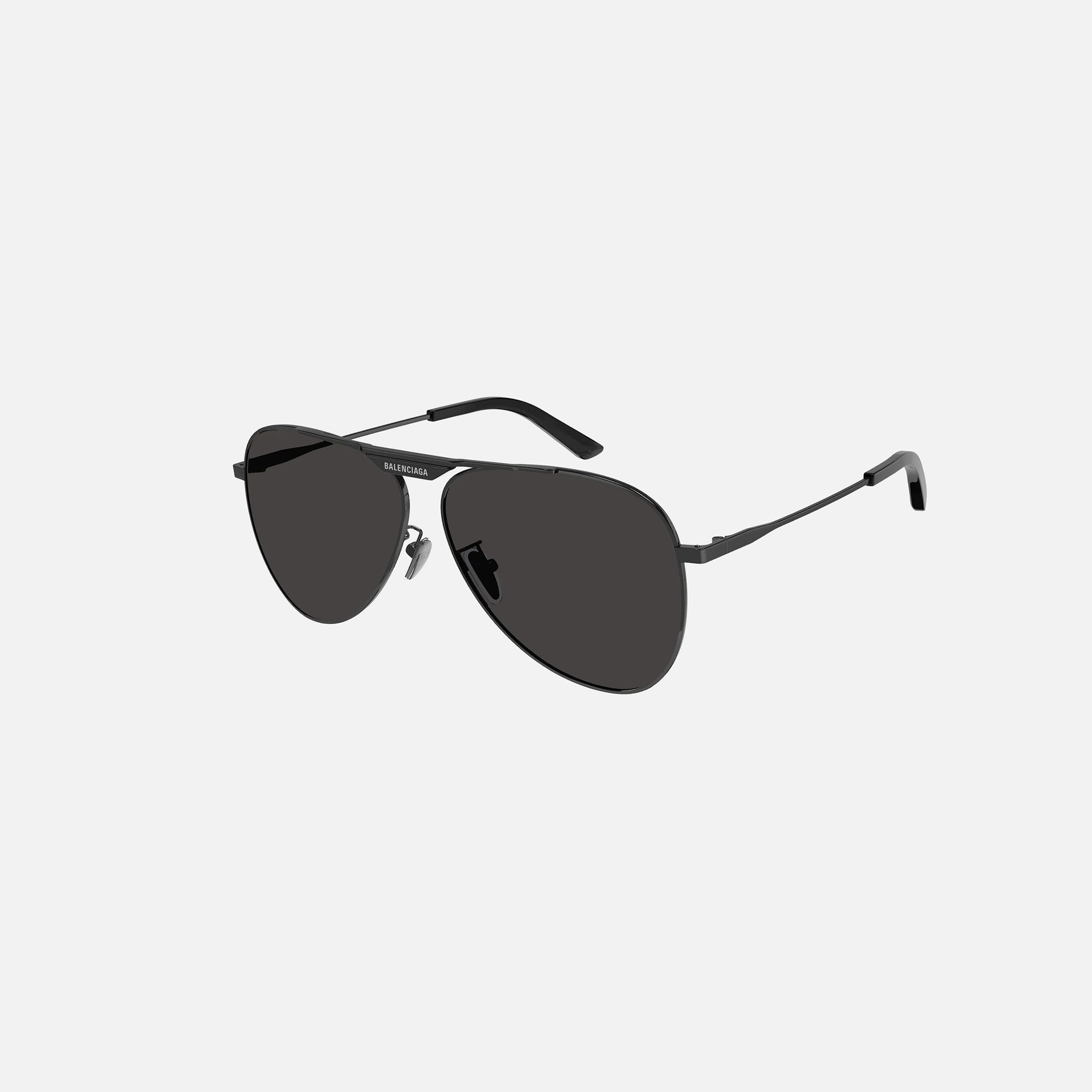 Balenciaga Metal Aviator Frame with Front Logo - Black / Grey Lens