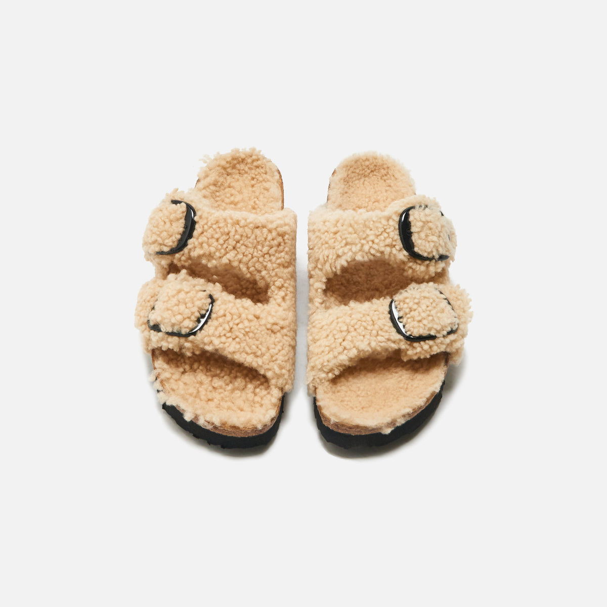 Birkenstock WMNS Arizona Big Buckle Platform Teddy - Eggshell