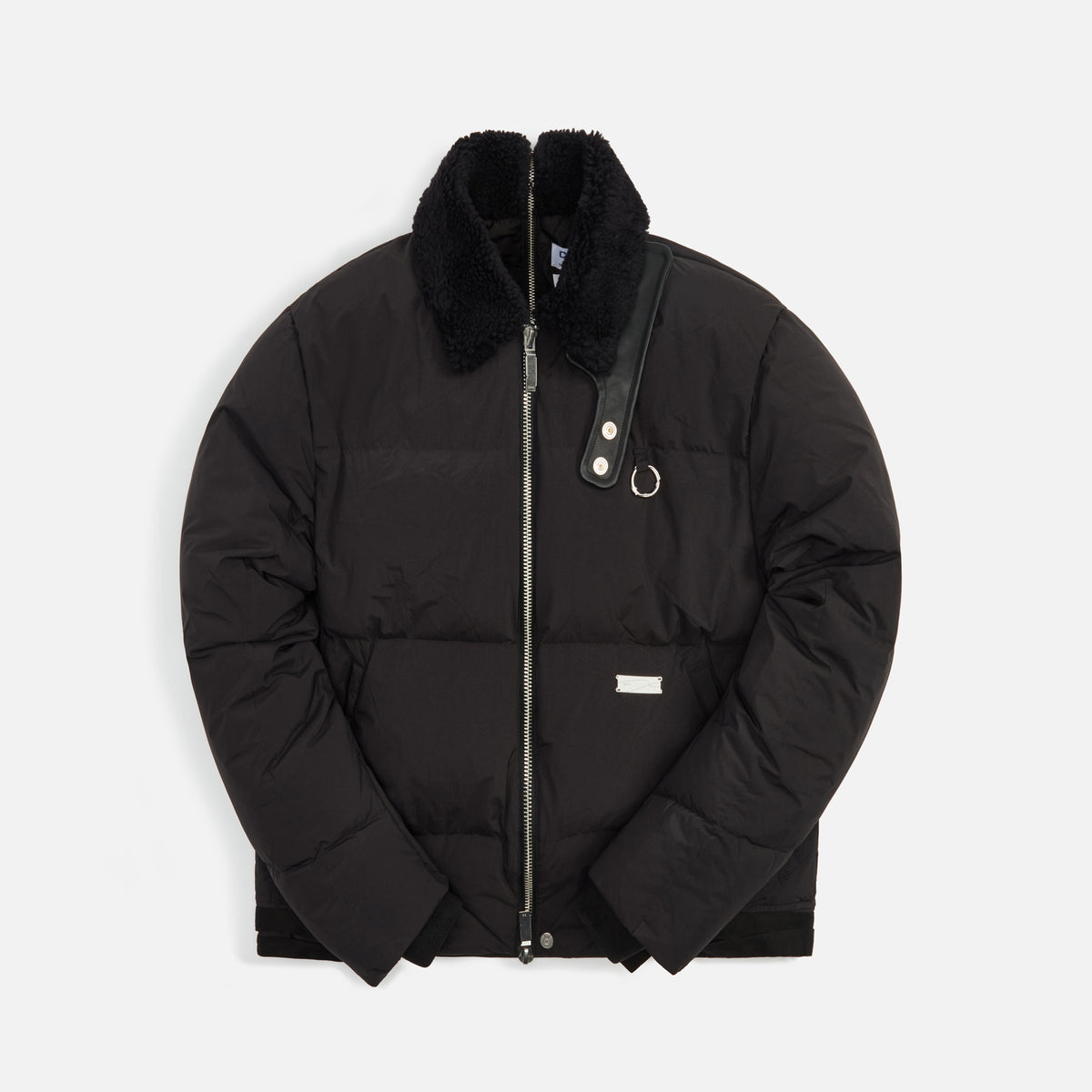C2H4 Shearling Collar Stripe Down Jacket - Matrix Black
