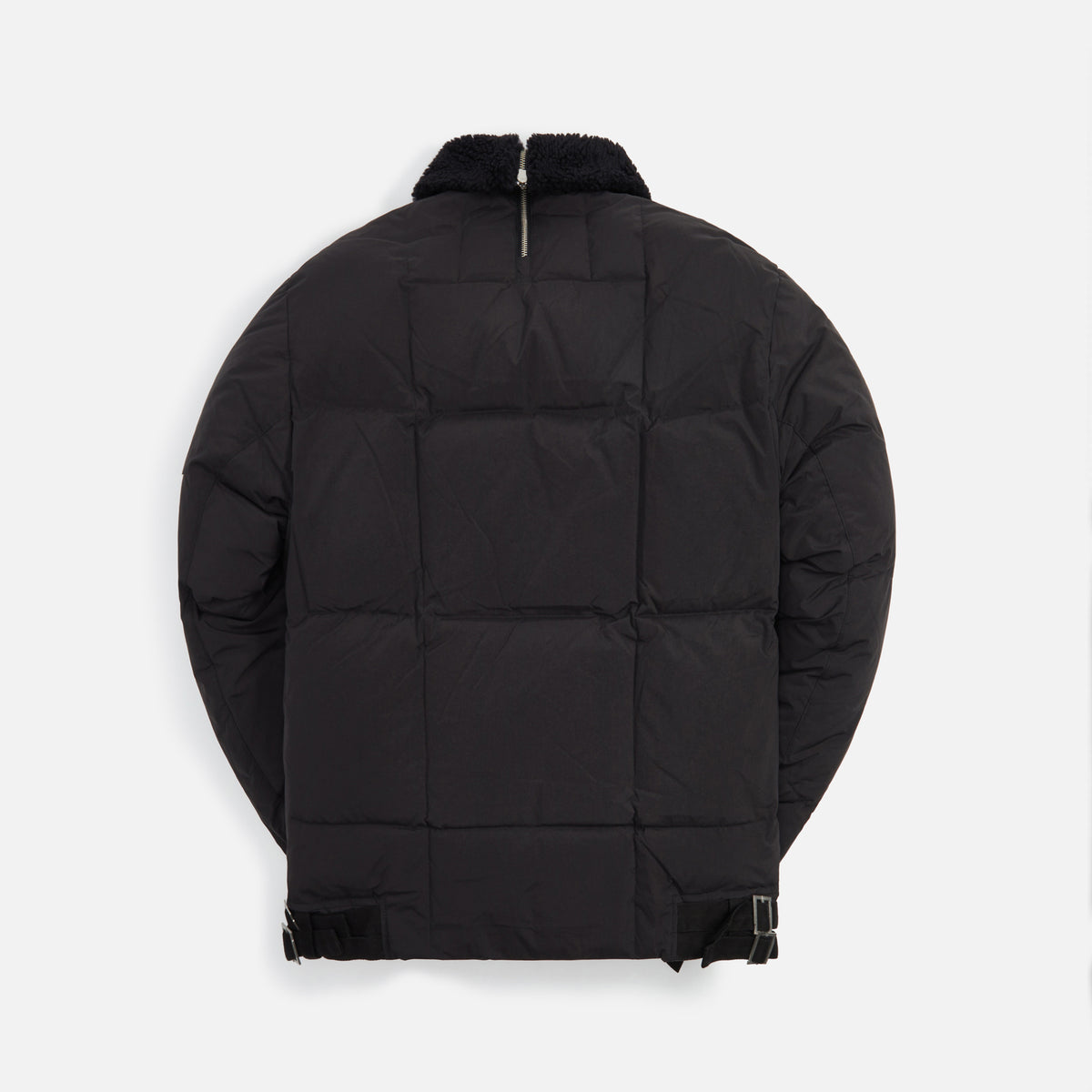 C2H4 Shearling Collar Stripe Down Jacket - Matrix Black