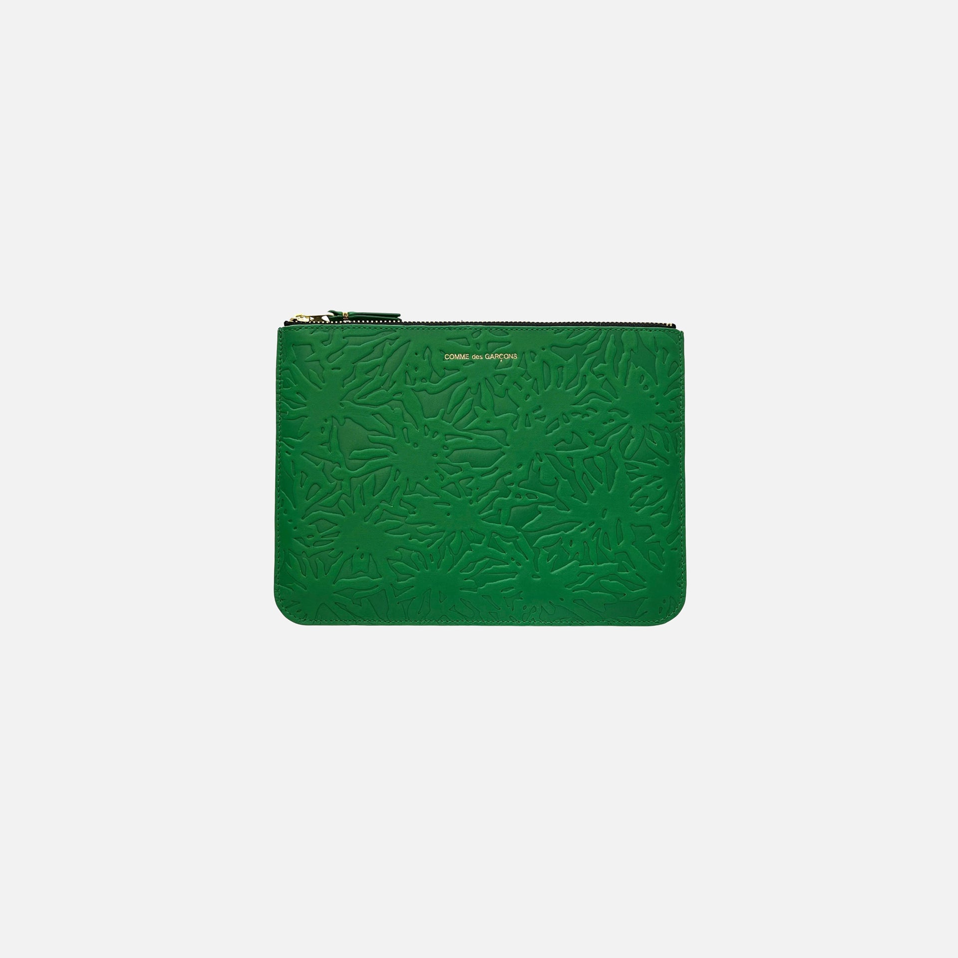CDG Pocket Embossed Forest Top Zip Large Wallet - Green