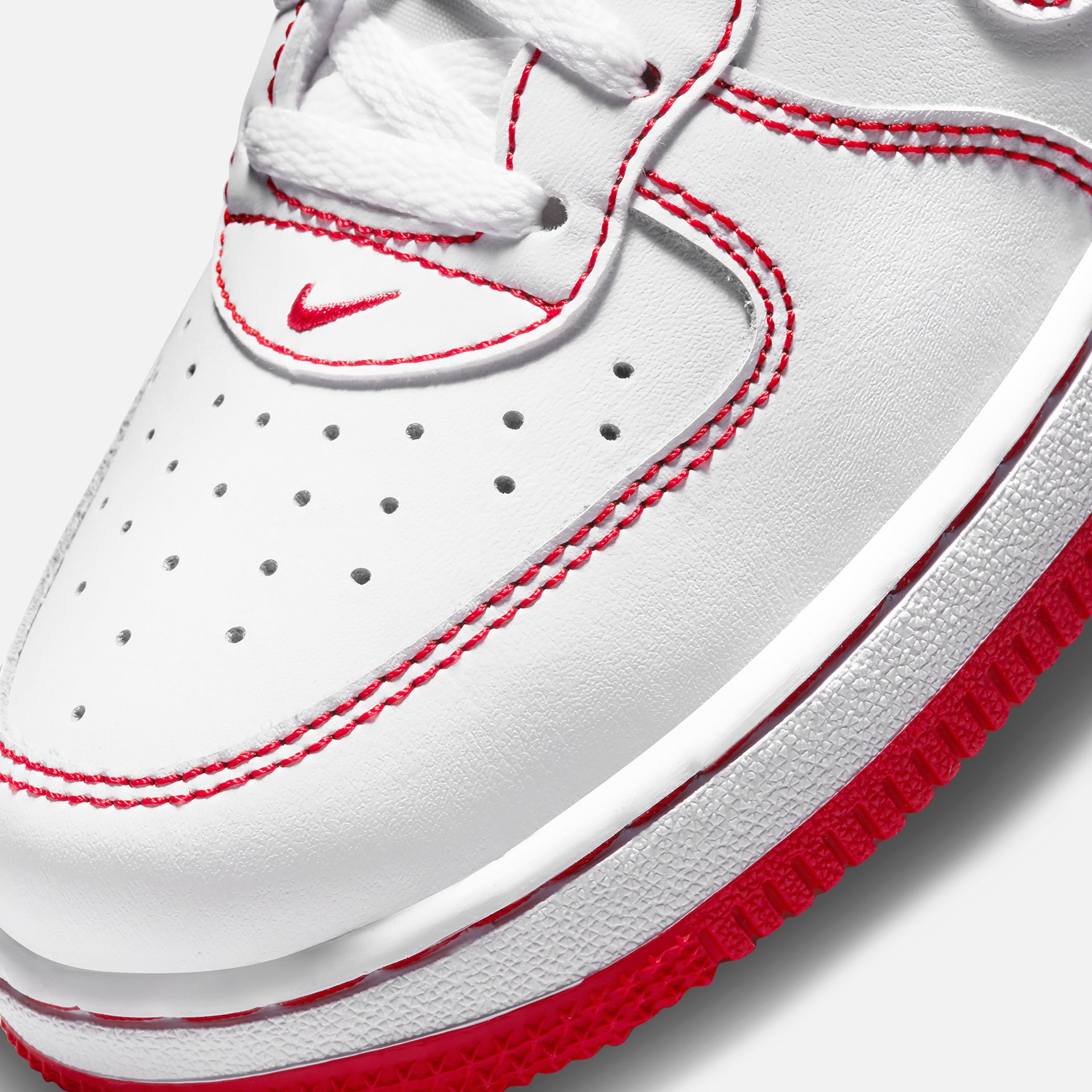 Nike Pre-School Air Force 1 Stitch - White / University Red