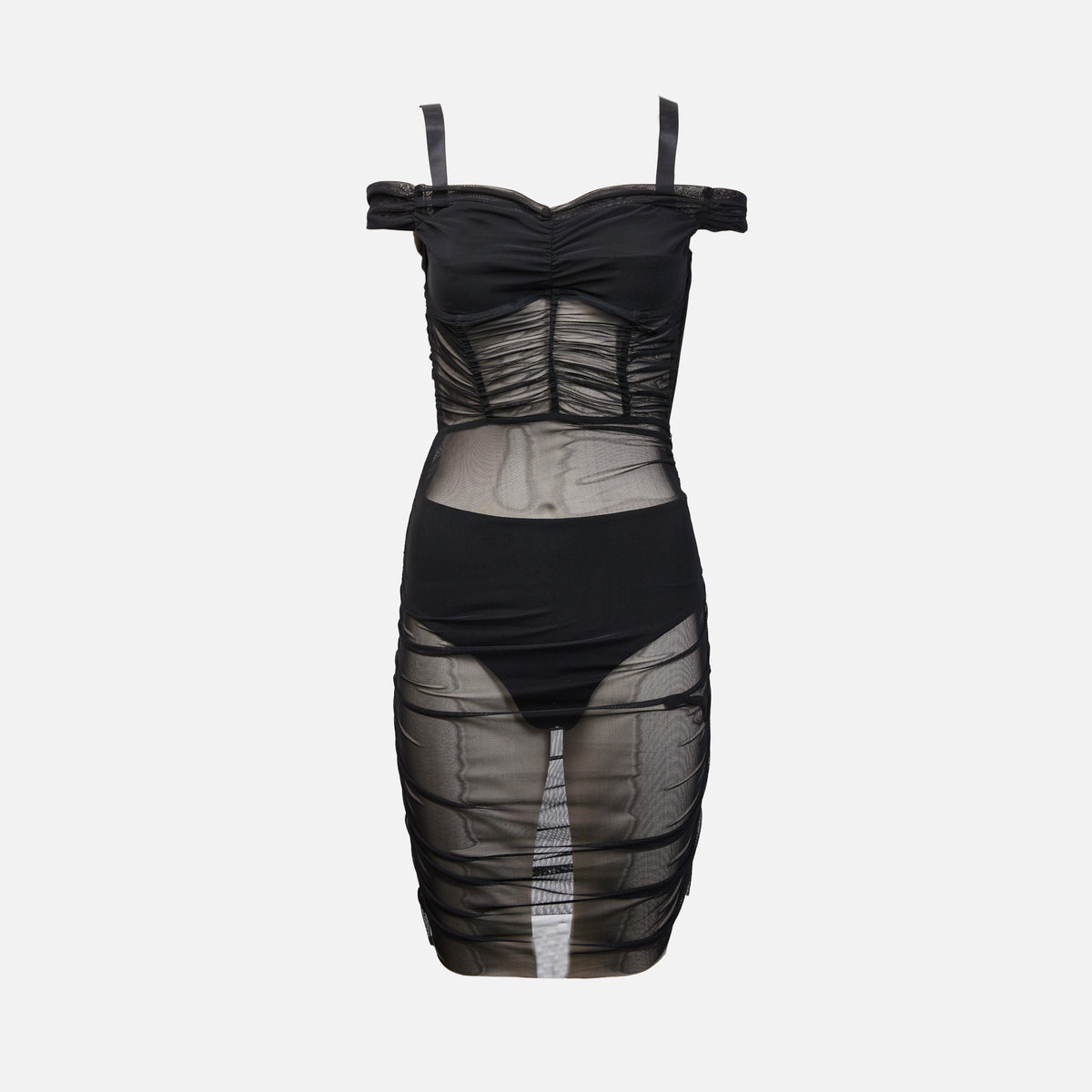 Danielle Guizio Lynx Ruched Dress - Black