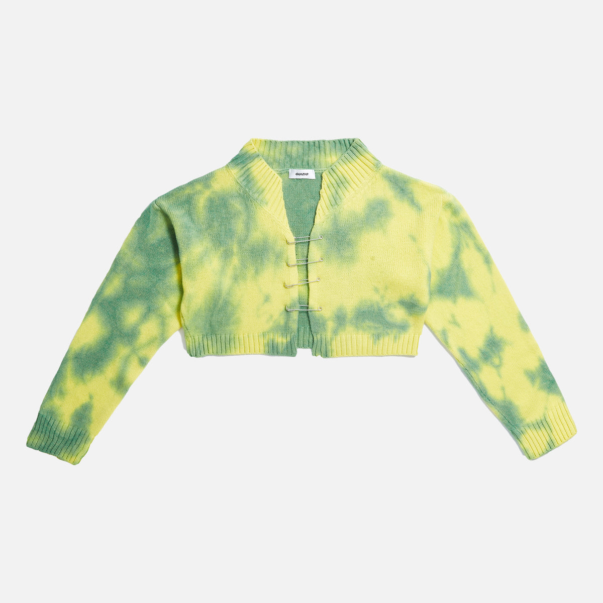 GUIZIO Tie-Dye Knit Safety Pin Sweater - Green