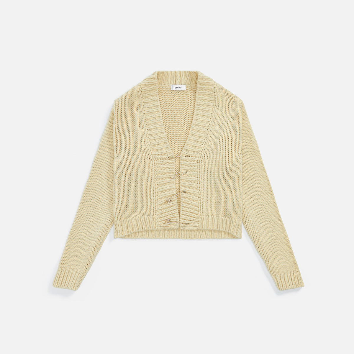 GUIZIO Safety Pin Knit Cardigan - Cream