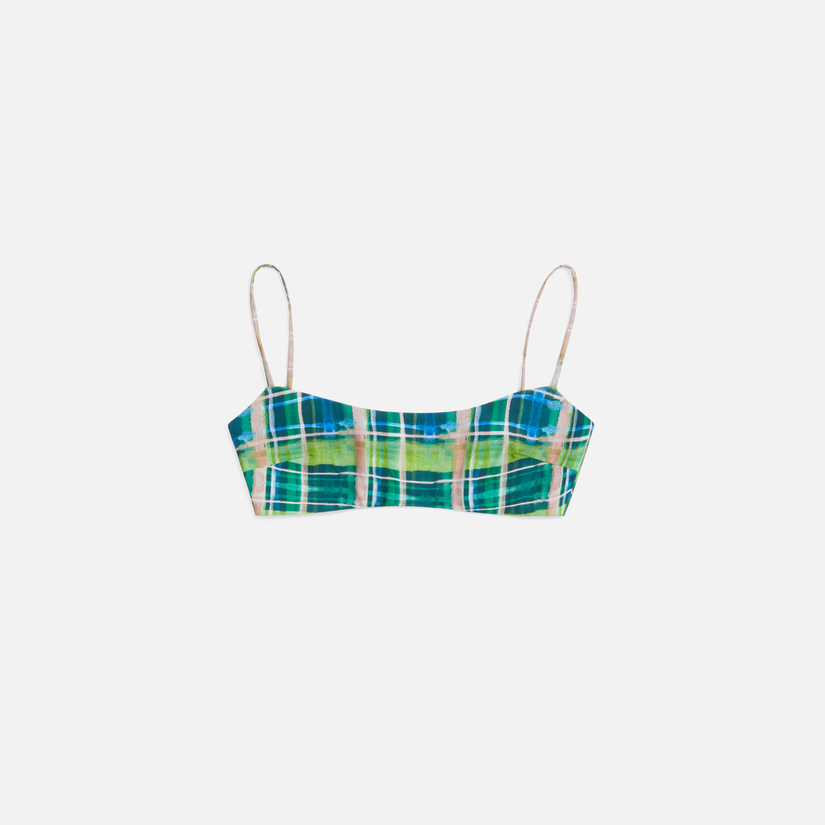 Danielle Guizio Plaid Bra Top - Dark Green