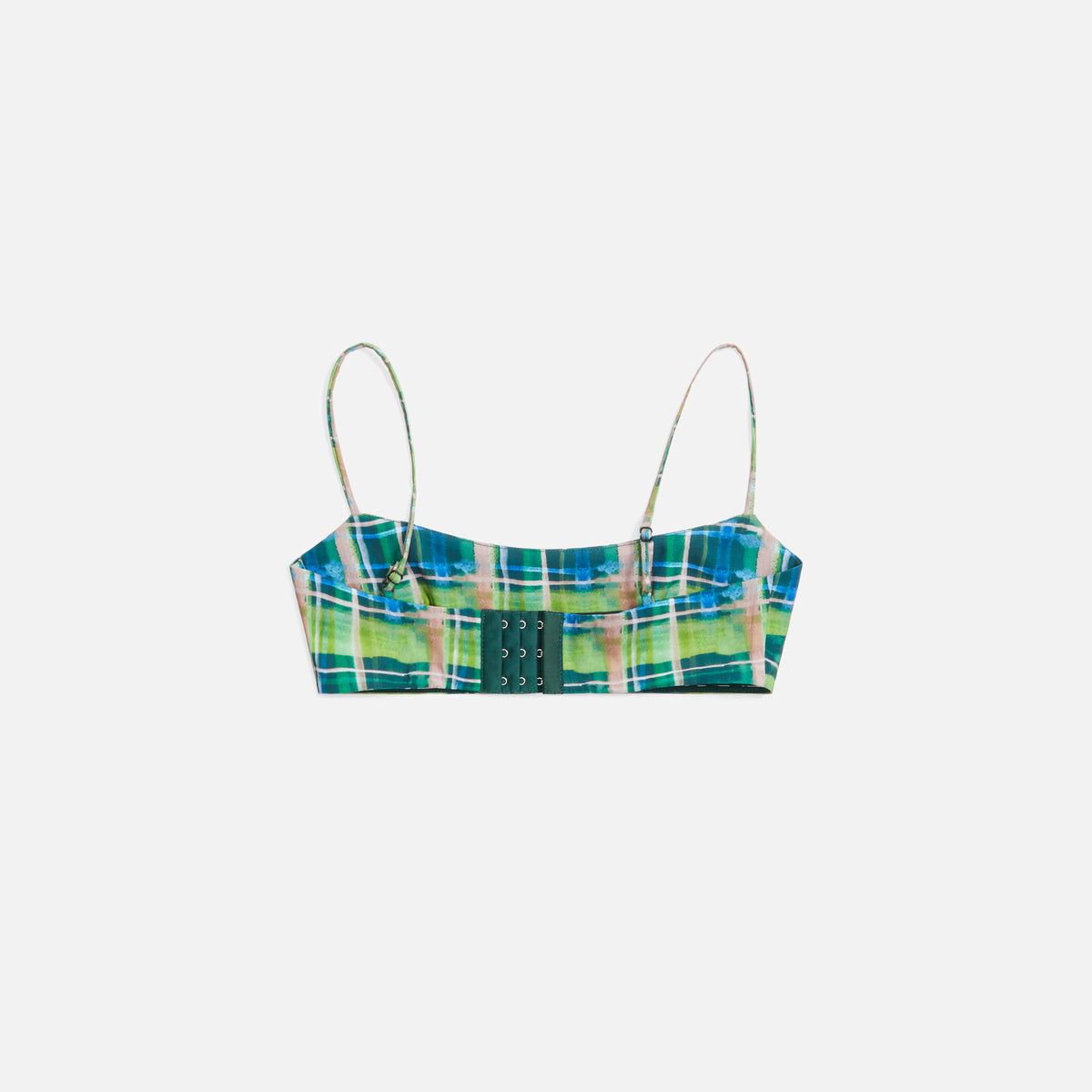 Danielle Guizio Plaid Bra Top - Dark Green