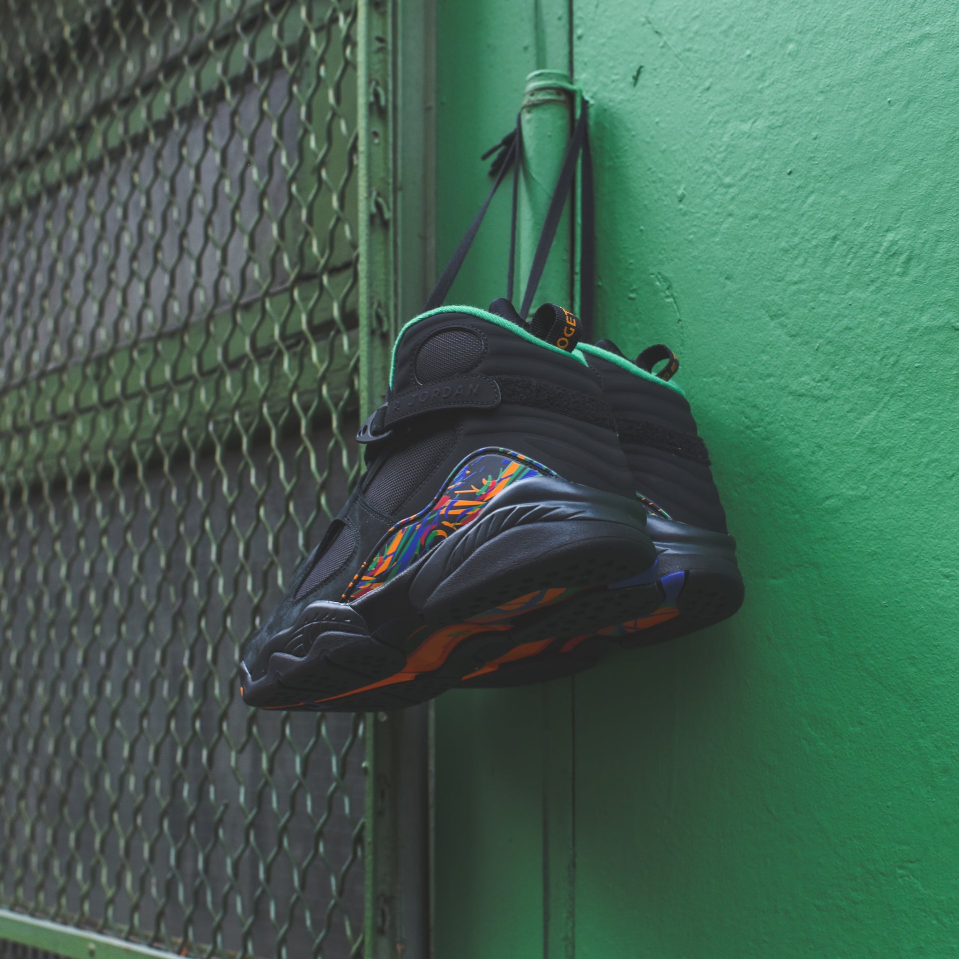 Nike GS Air Jordan 8 Retro - Black / Light Concord / Aloe Verde