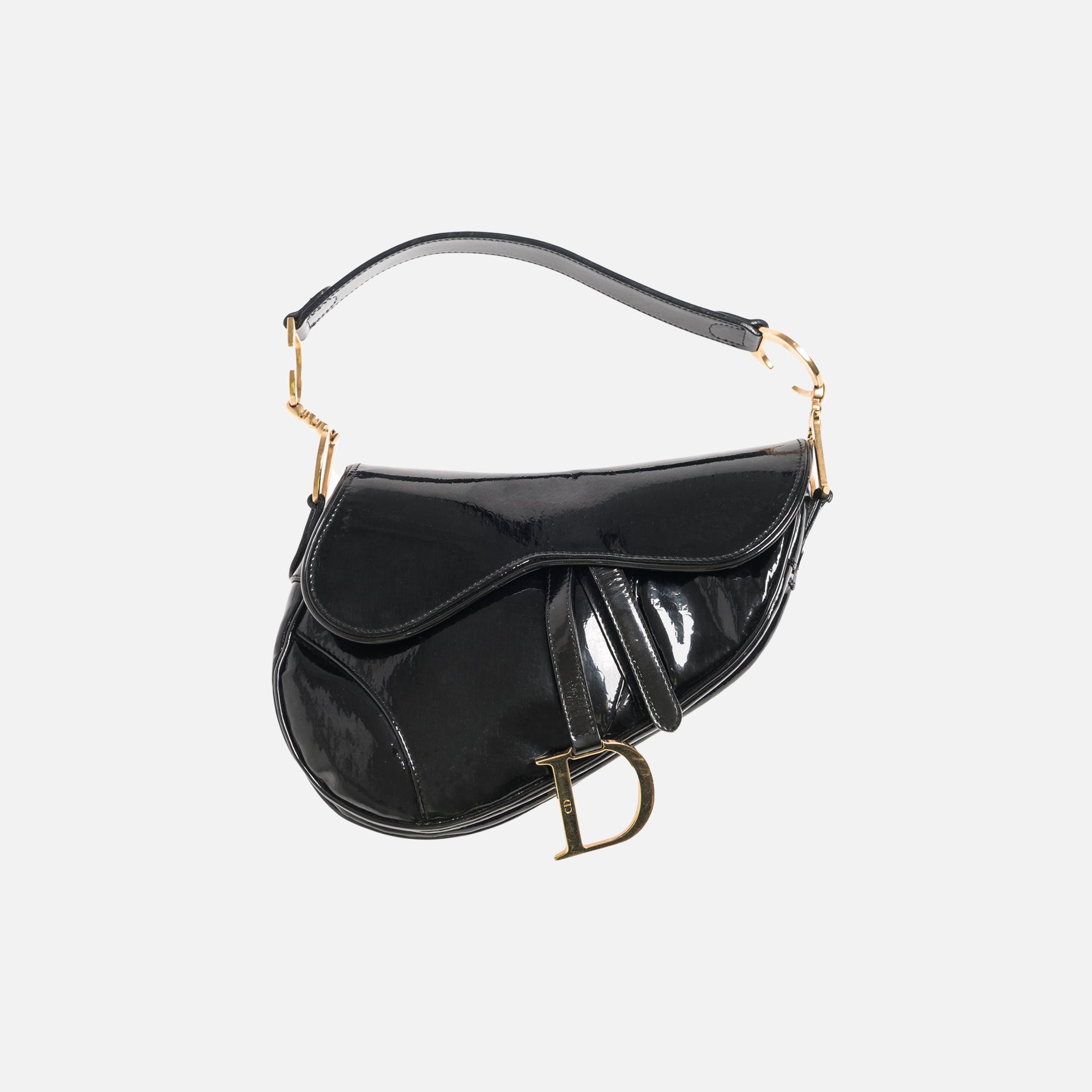 Dior Oblique Saddle Bag -  Black Patent