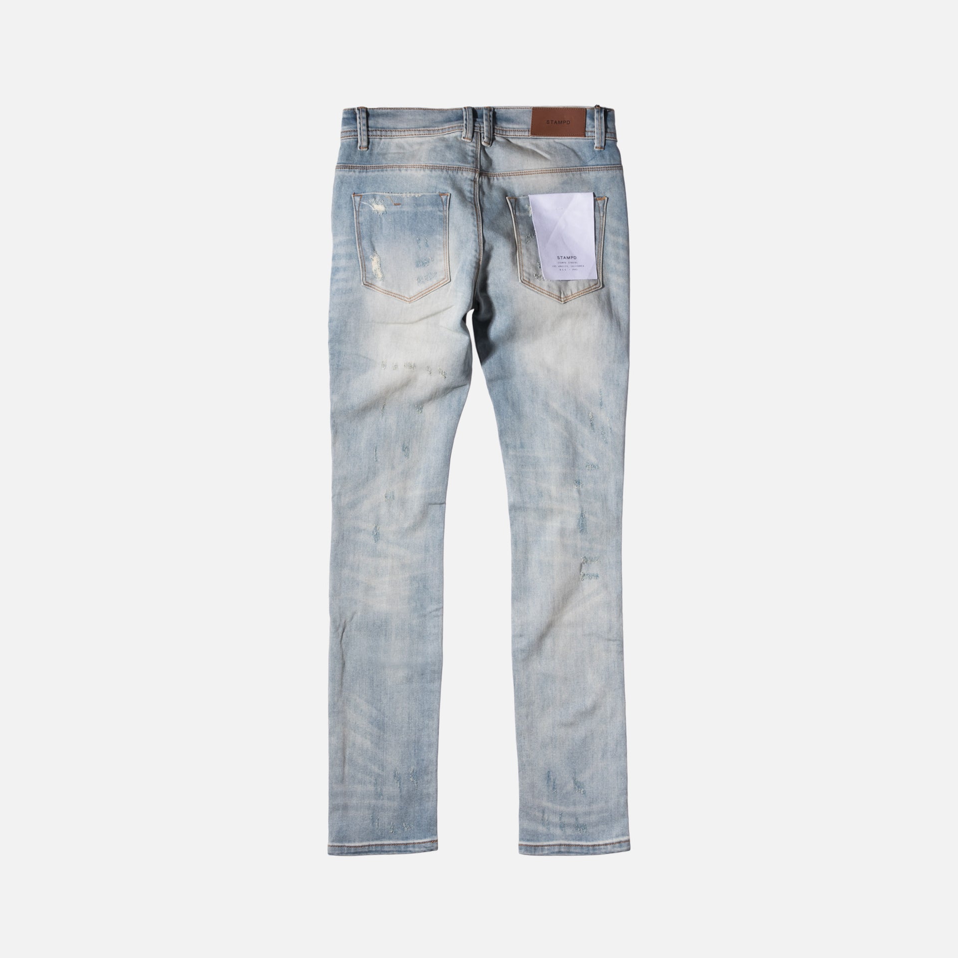 Stampd Distressed Skinny Fit Denim - Light Indigo
