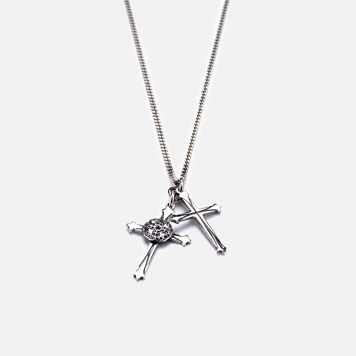 Emanuele Bicocchi Double Cross Necklace - Silver