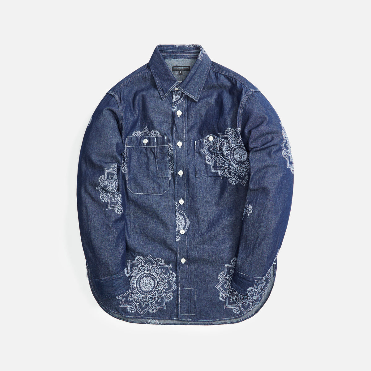 Engineered Garments Work Shirt Floral Crest Embroidery - Indigo