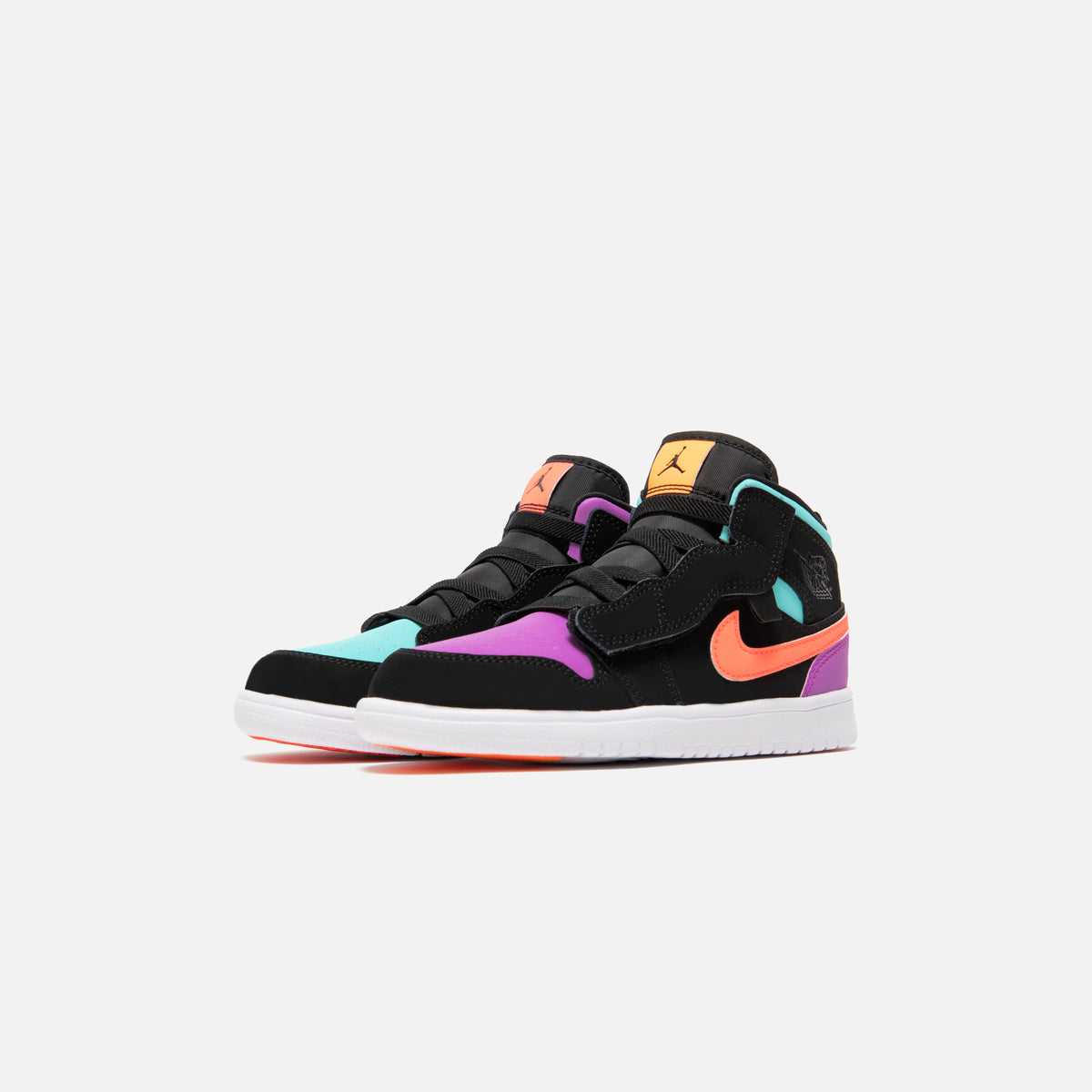 Nike Air Jordan Pre-School 1 Mid - Black / Total Orange / Aurora Green