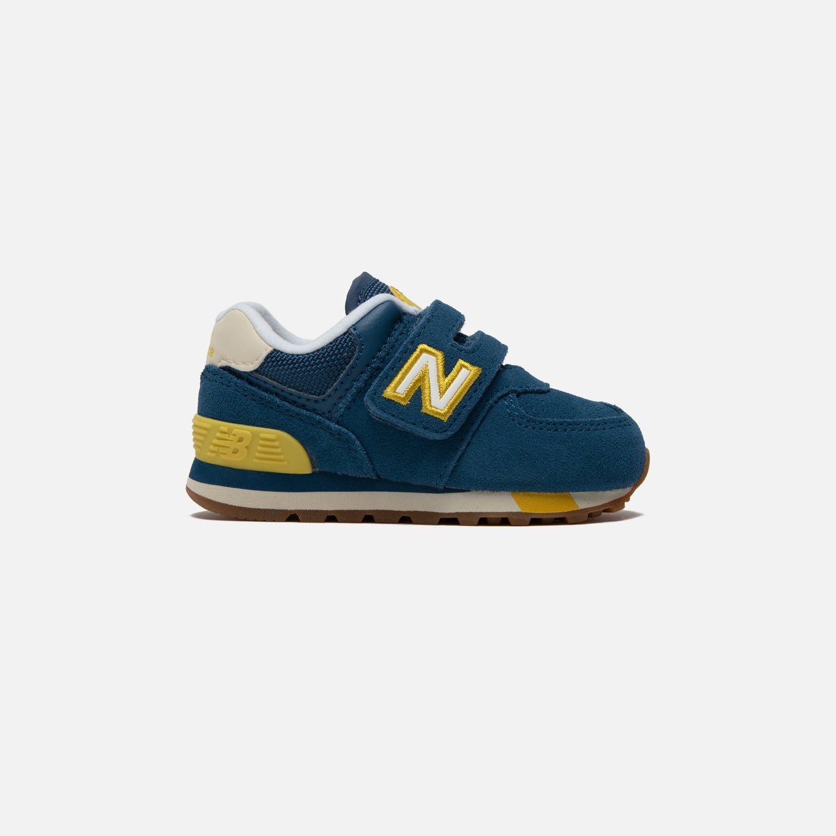 New Balance Toddler 574 Classic Hook and Loop - Dark Blue / Chartreuse