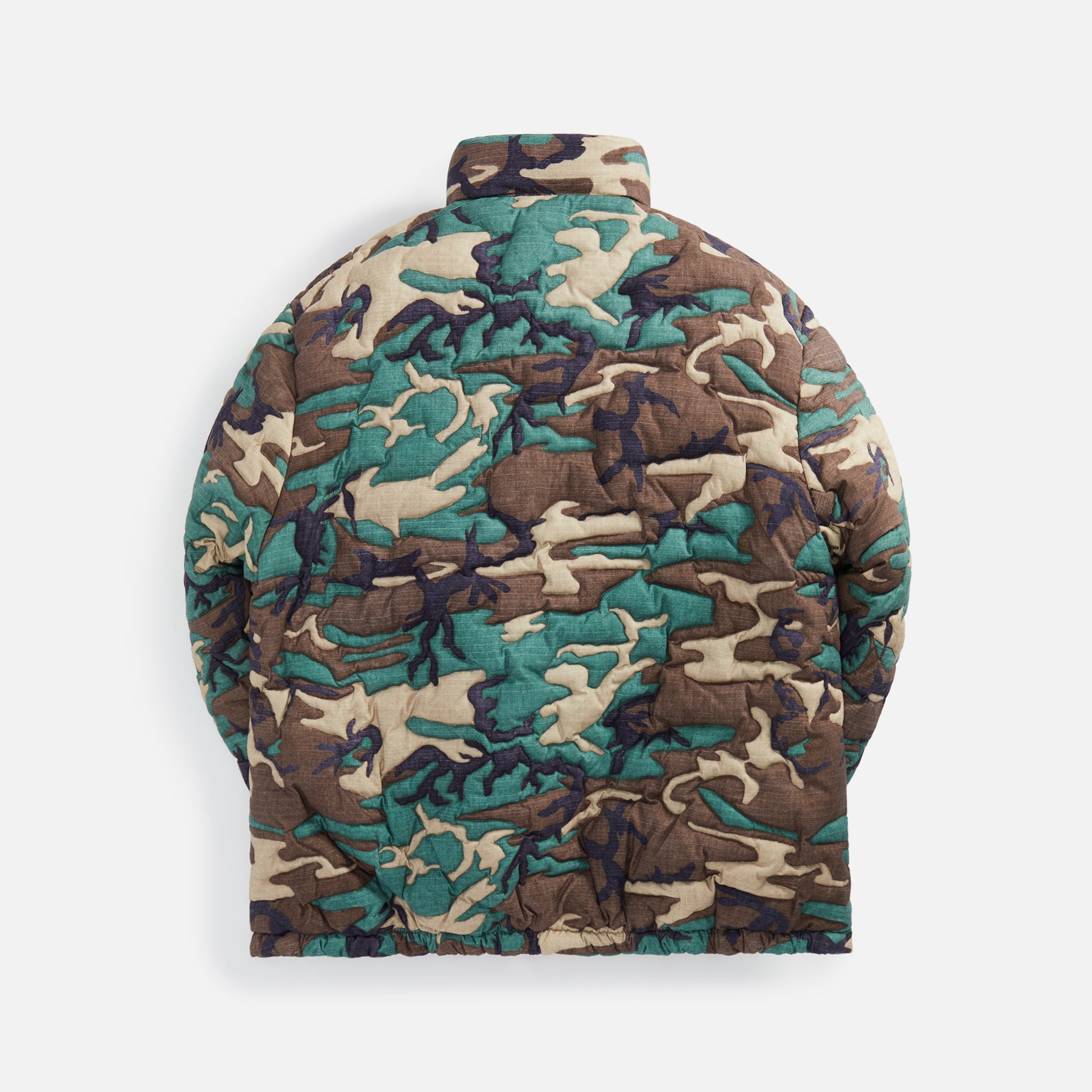ERL Unisex Camo Woven Quilt Puffer Coat - Green