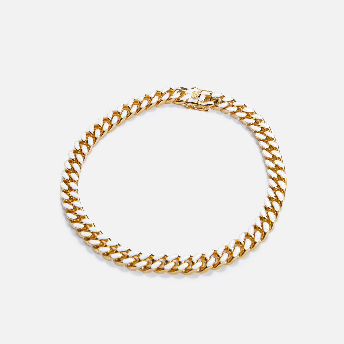 Fallon Enamel Chain Necklace - Gold / White