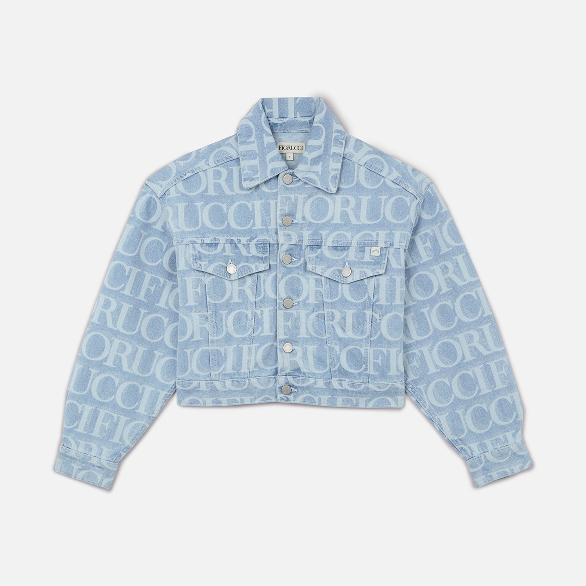 Fiorucci Monogram Cropped Tapered Denim Jacket - Blue