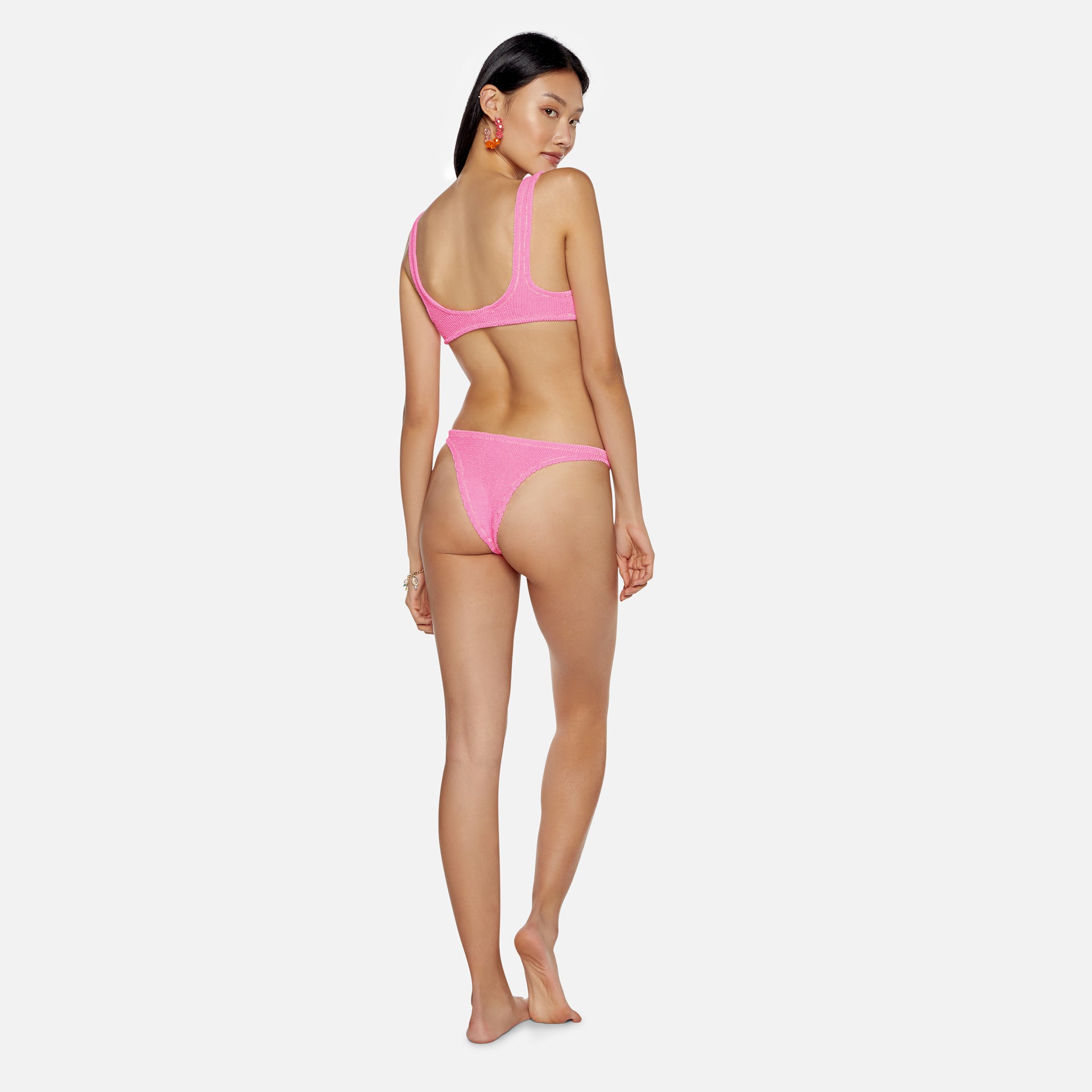 Reina Olga Ginny Scrunch Bikini Set Crinkle - Hot Pink