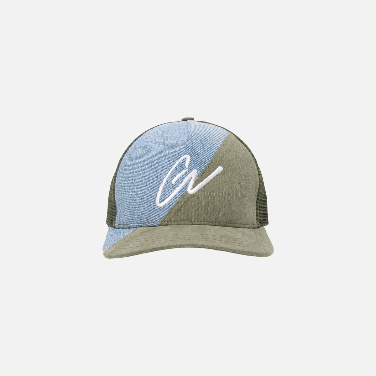 Greg Lauren 50/50 Denim Trucker Cap - Blue / Army
