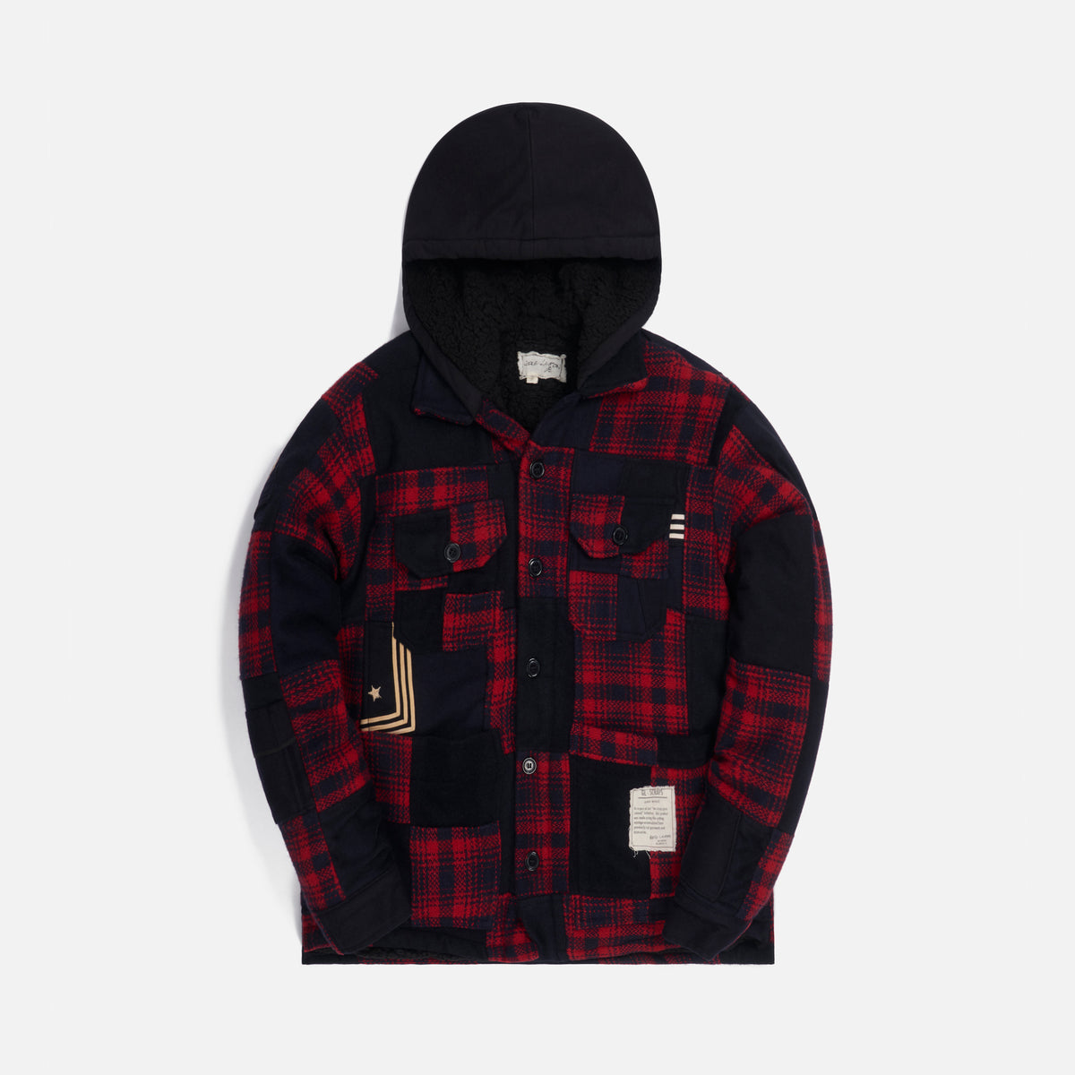 Greg Lauren Sailor Plaid Boxy Hooded - Red / Black